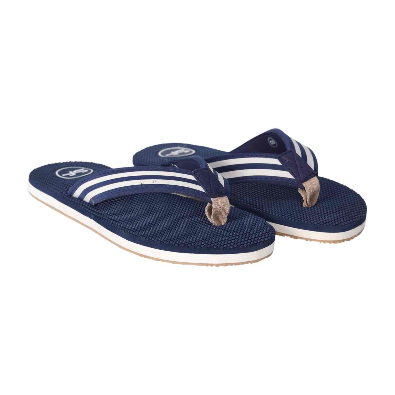 Men Navy Sport Stripe Flip Flops