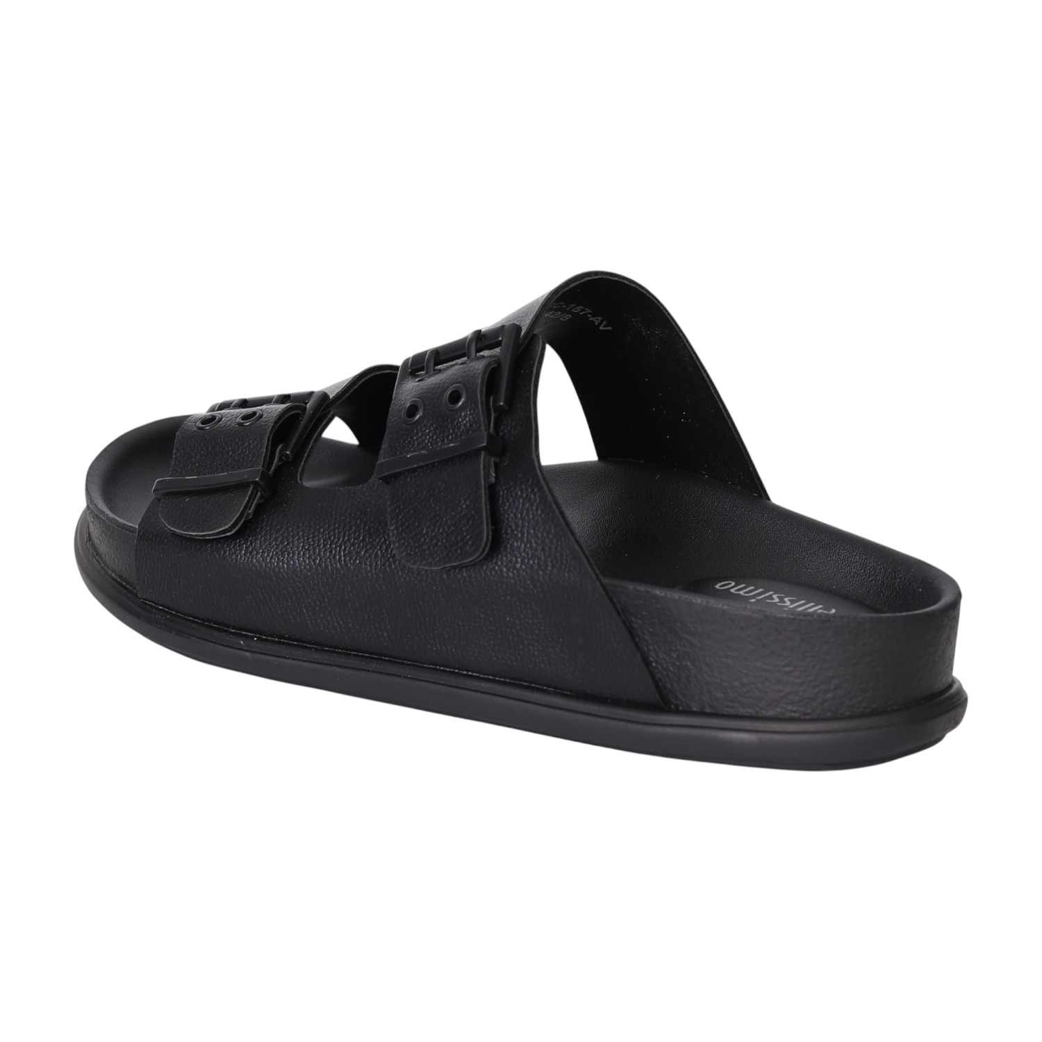 Men's Ergonomic Black Double Strap Slides