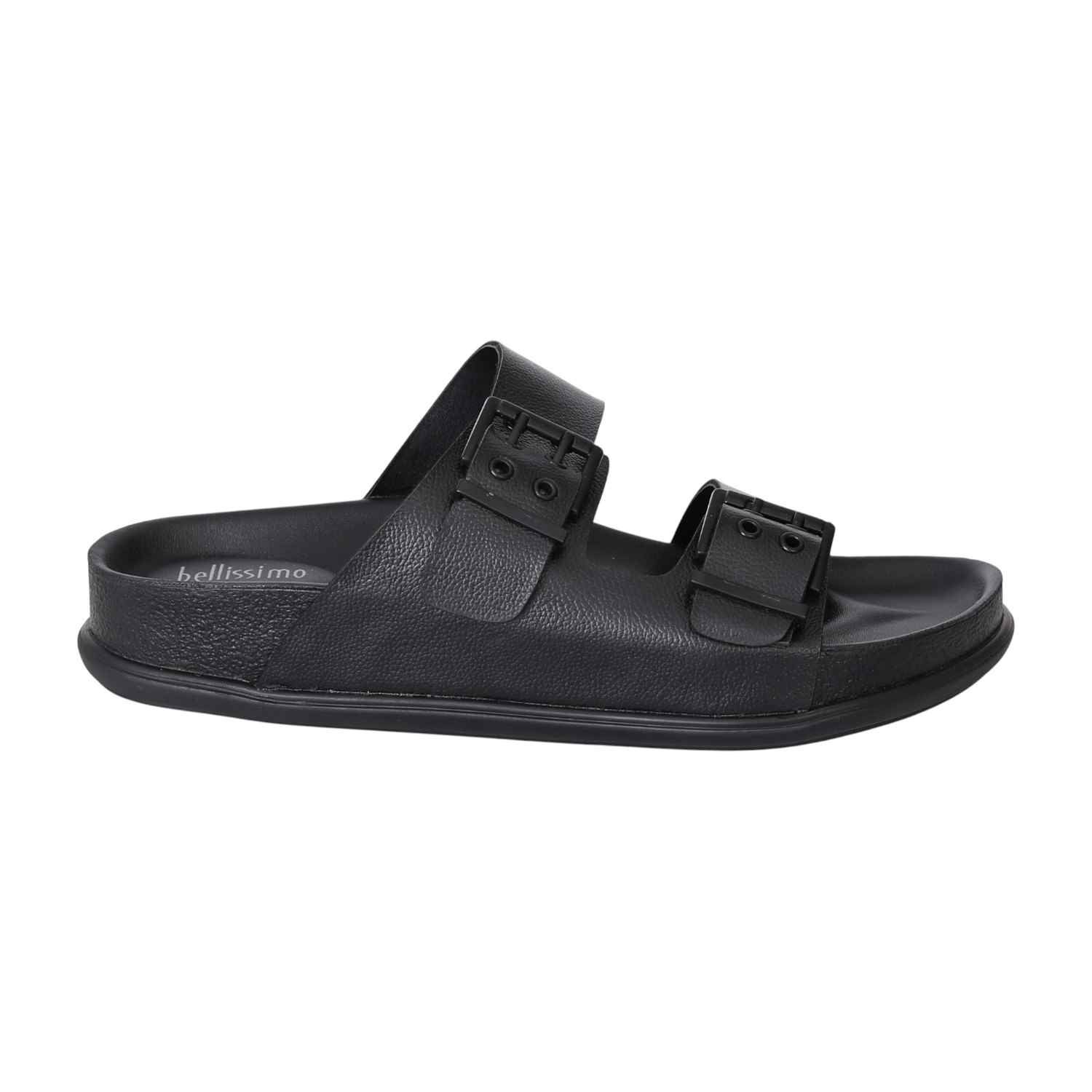 Men's Ergonomic Black Double Strap Slides
