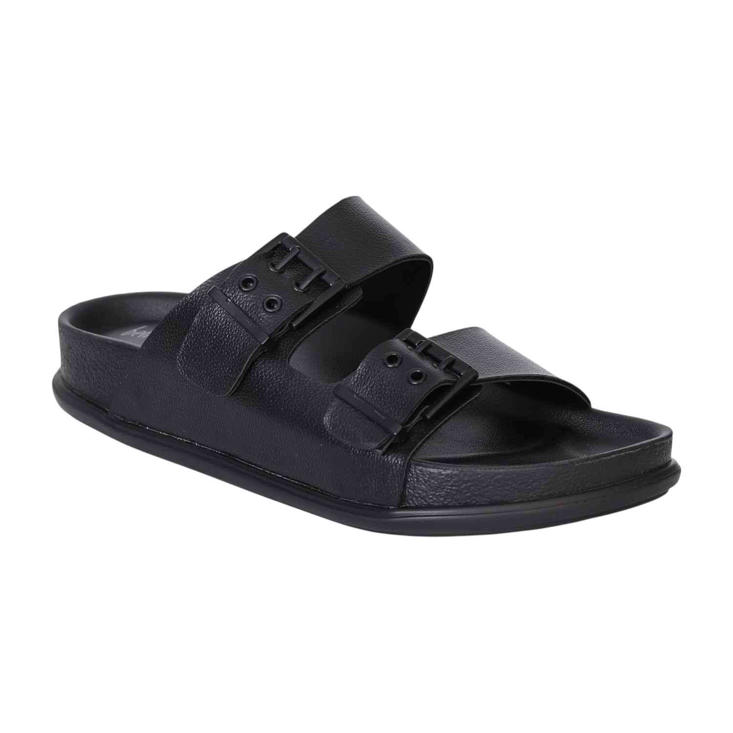 Men's Ergonomic Black Double Strap Slides