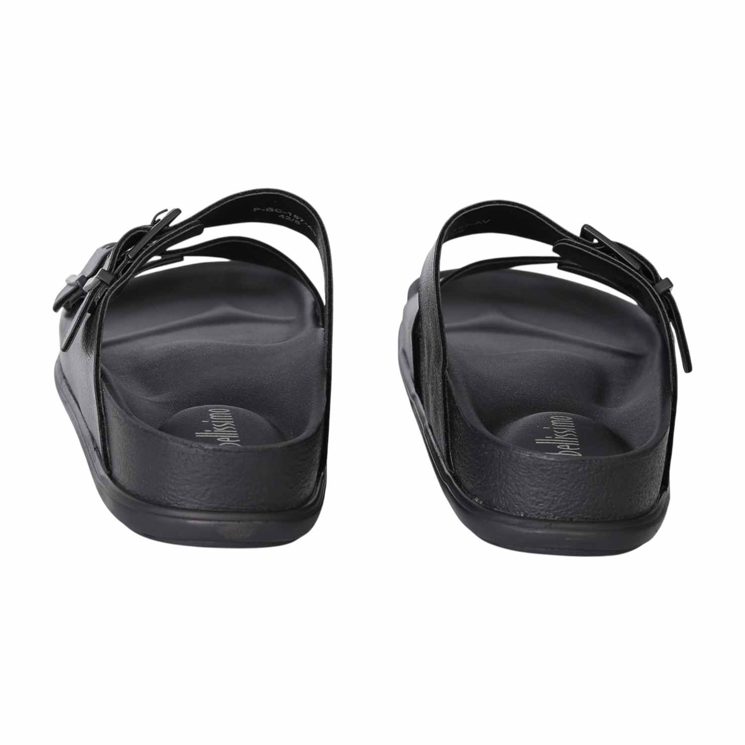 Men's Ergonomic Black Double Strap Slides