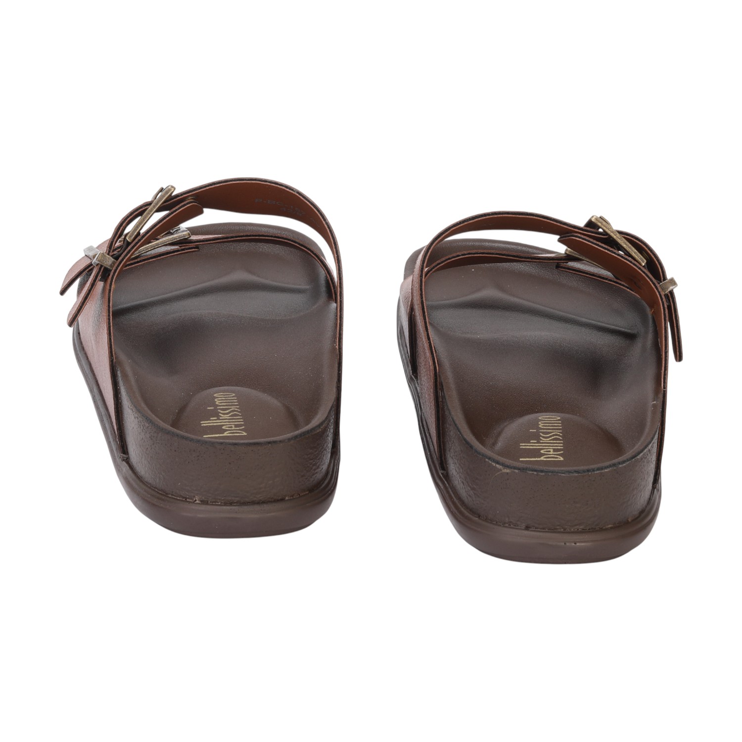 Men  Tan Double Strap With Buckle Comfort Chappal