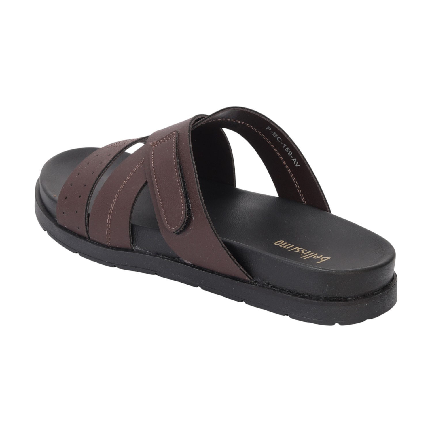 Men  Brown Cross Strap Comfort Chappal
