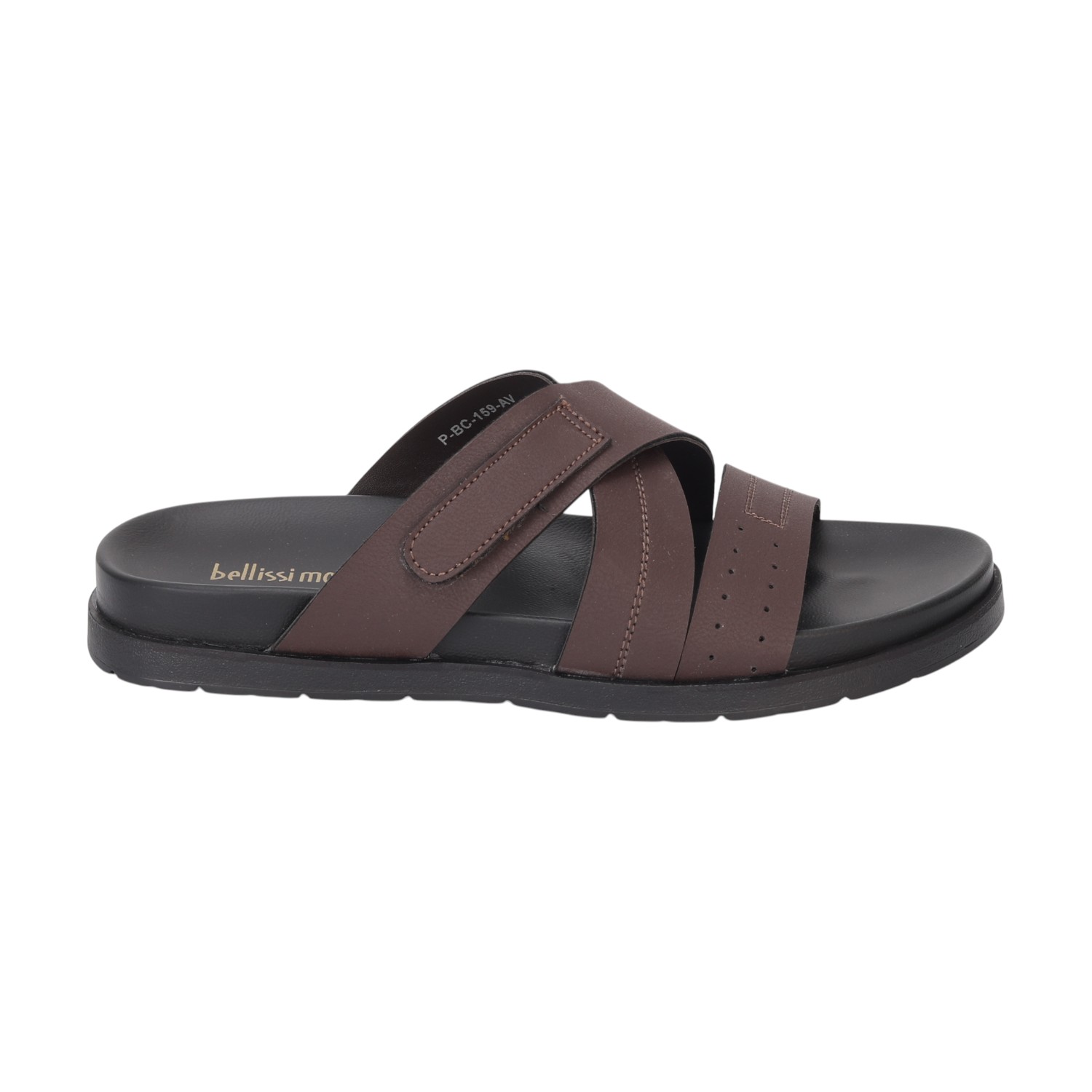 Men  Brown Cross Strap Comfort Chappal
