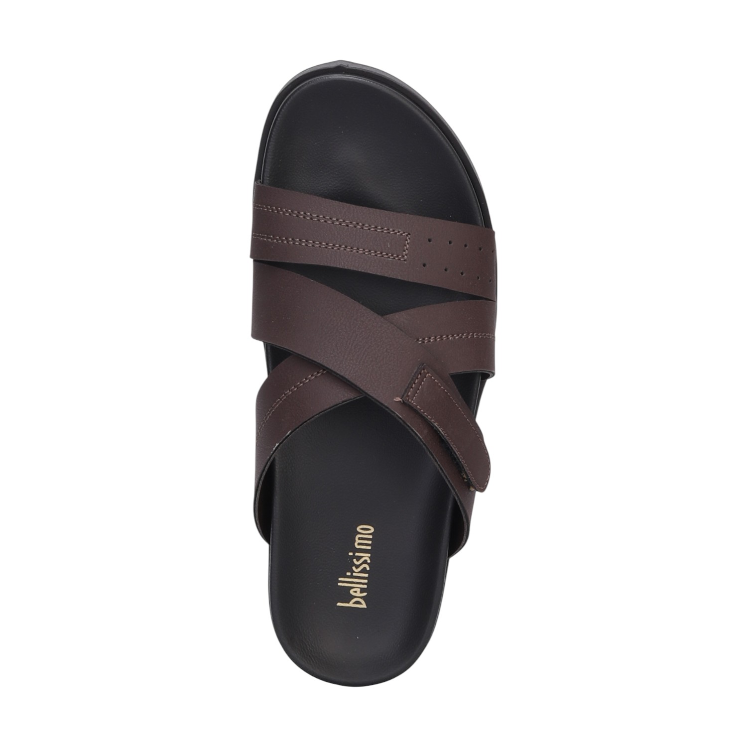 Men  Brown Cross Strap Comfort Chappal