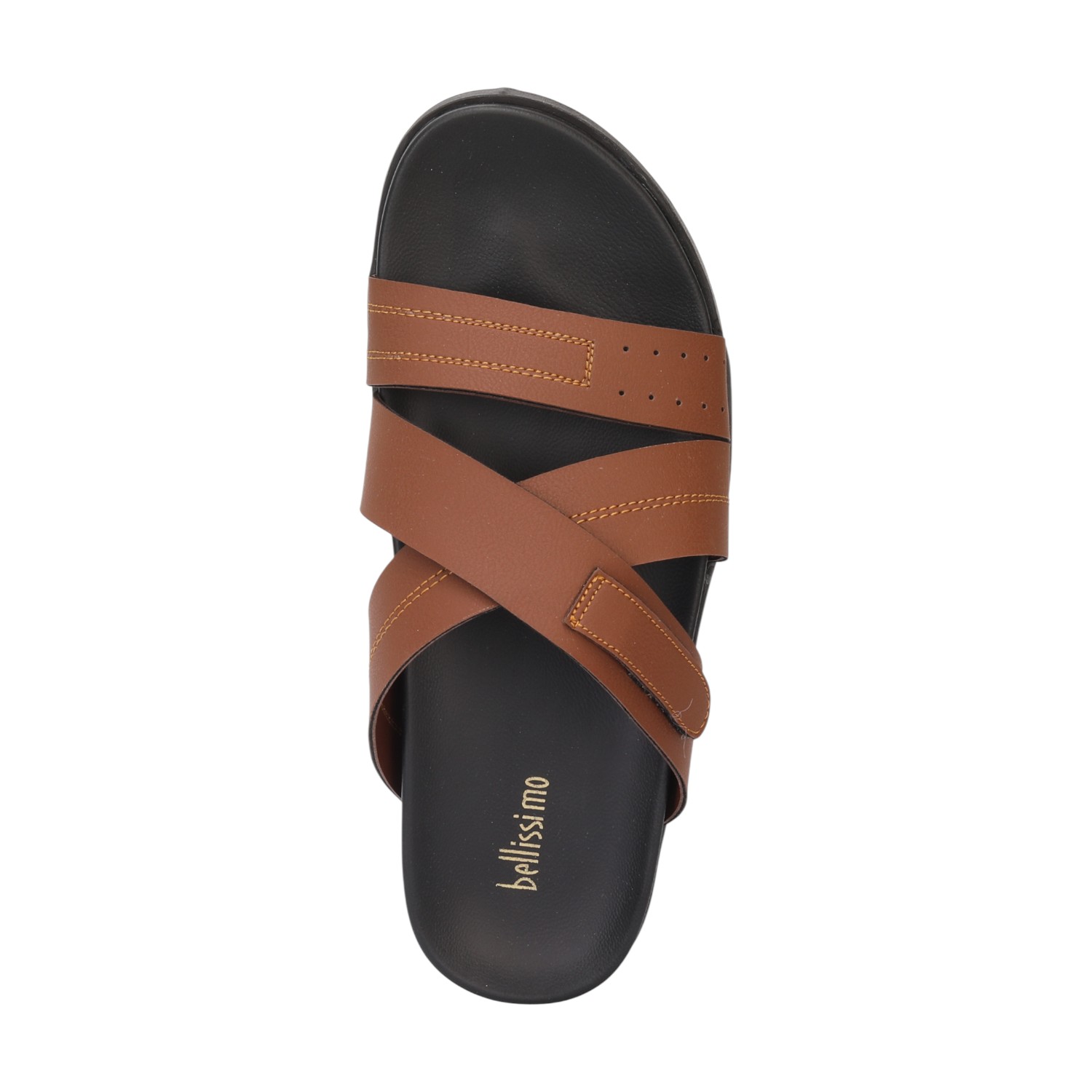 Men  Tan Cross Strap Comfort Chappal