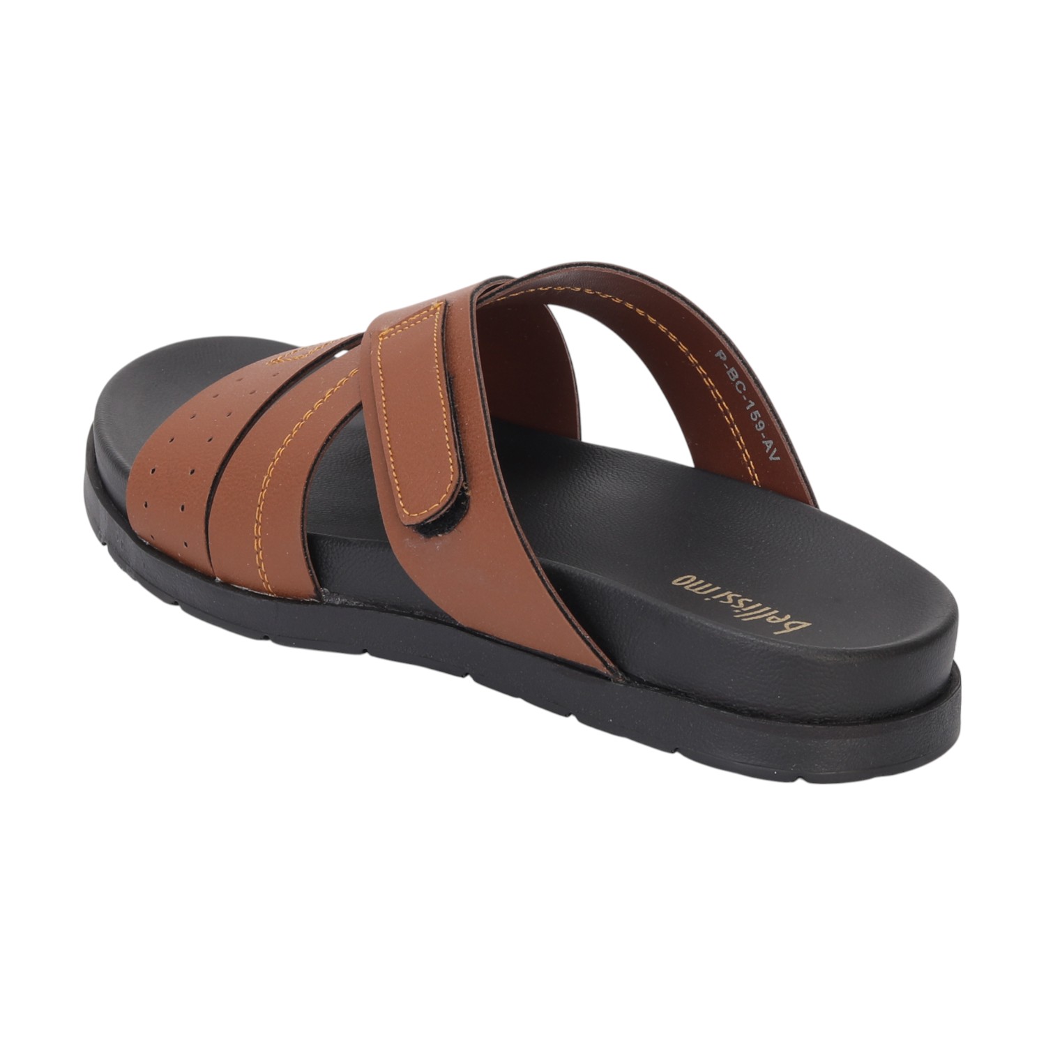 Men  Tan Cross Strap Comfort Chappal