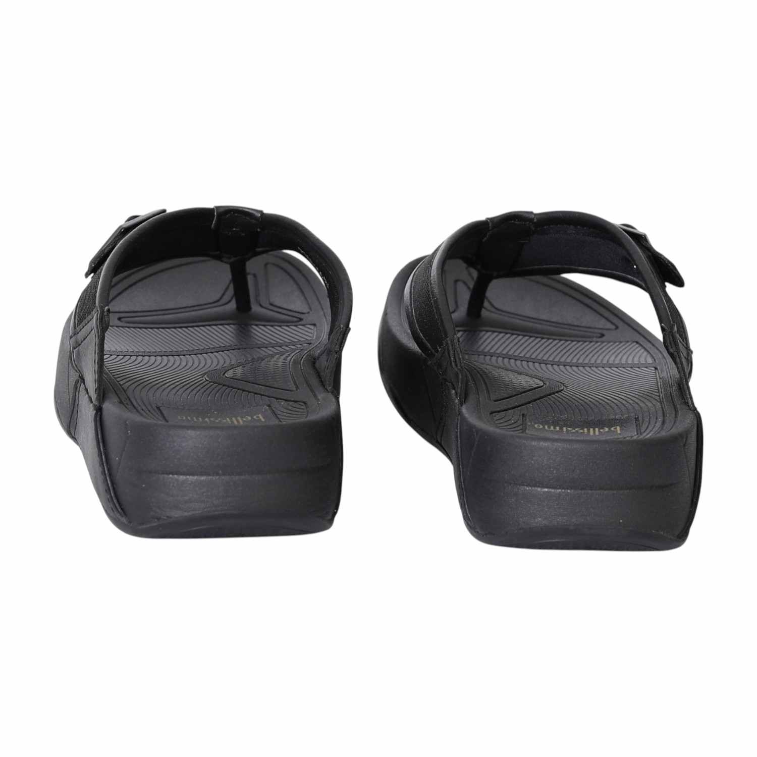 Men’s Black Buckle-Detail Ergonomic Sandals