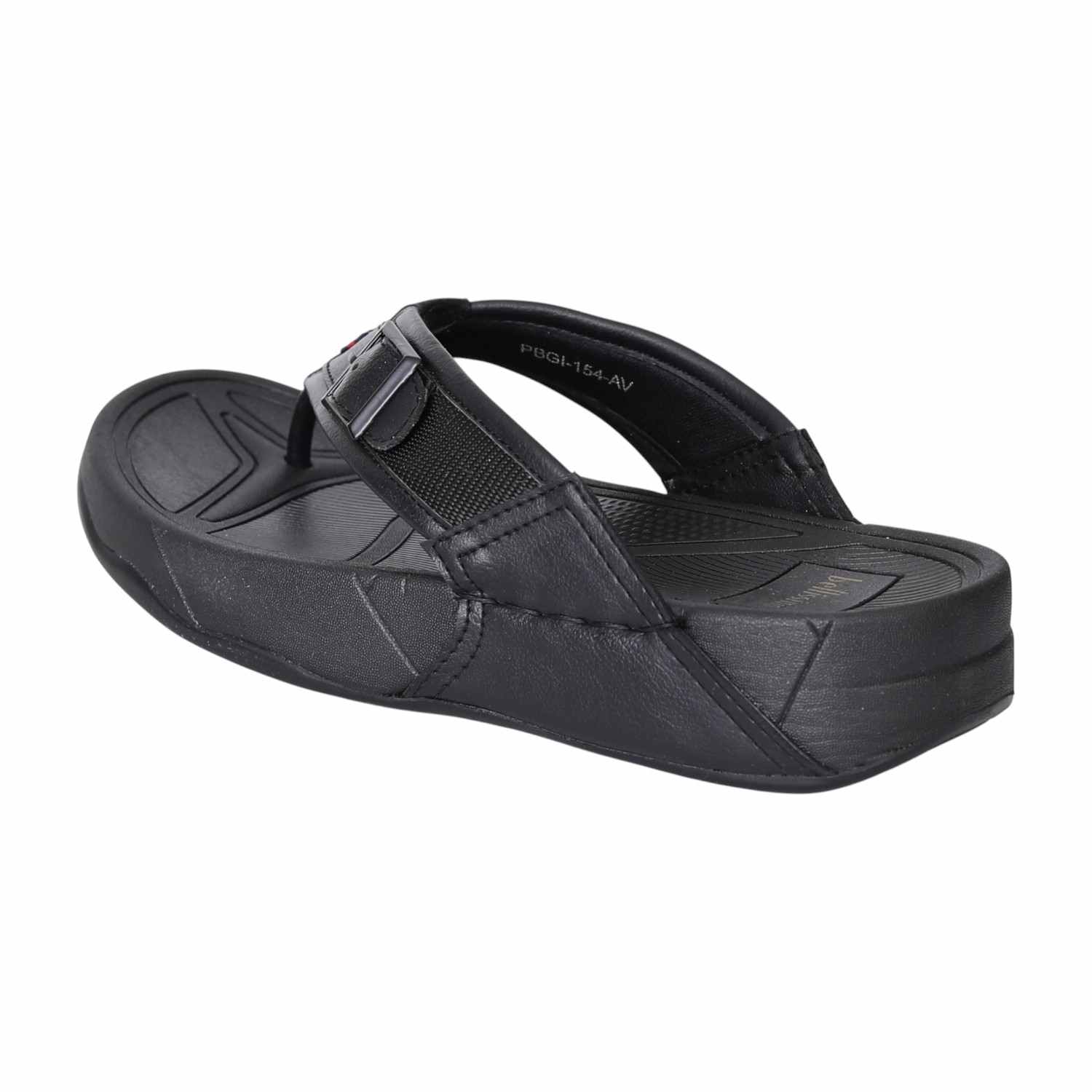 Men’s Black Buckle-Detail Ergonomic Sandals