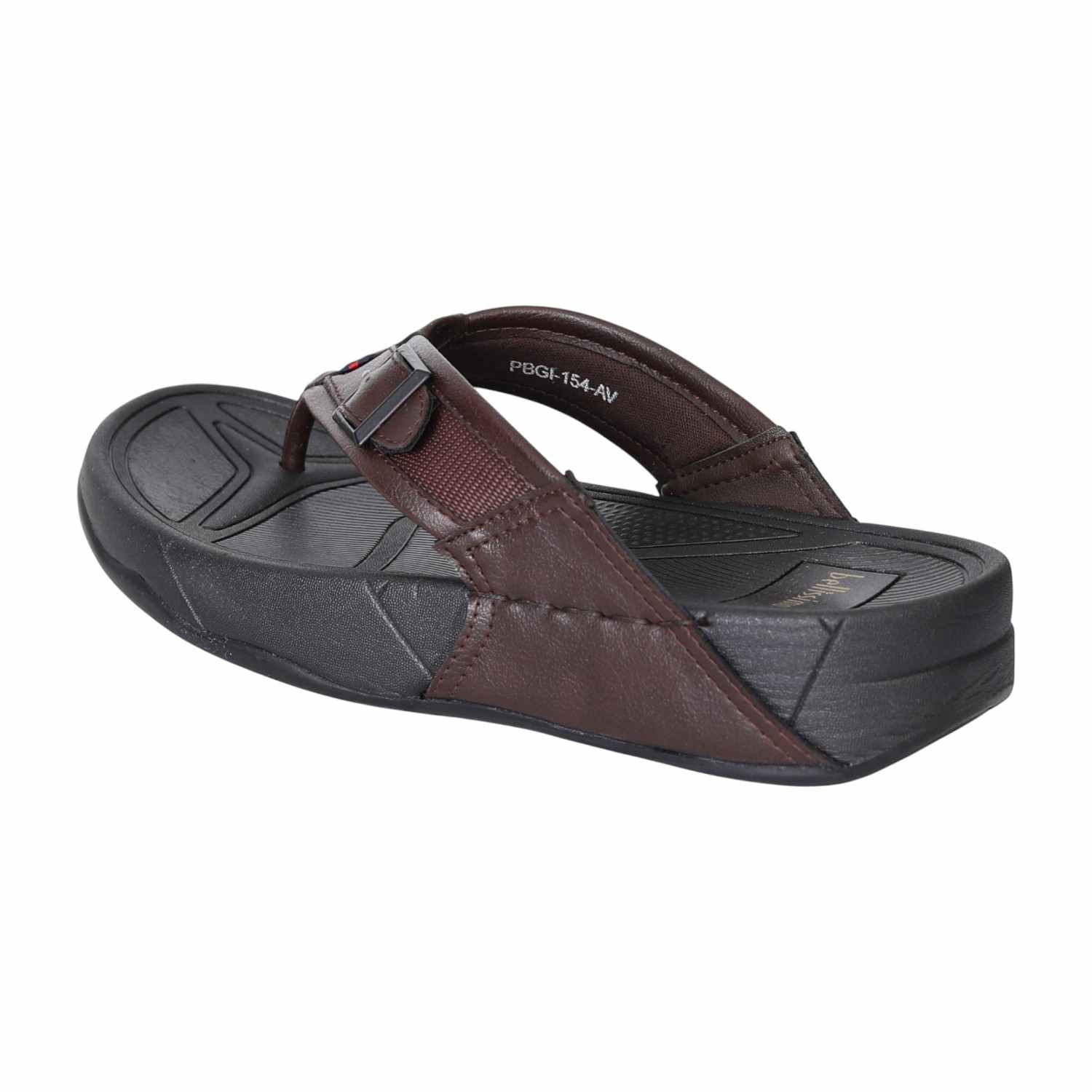 Men’s Brown Buckle-Detail Ergonomic Sandals