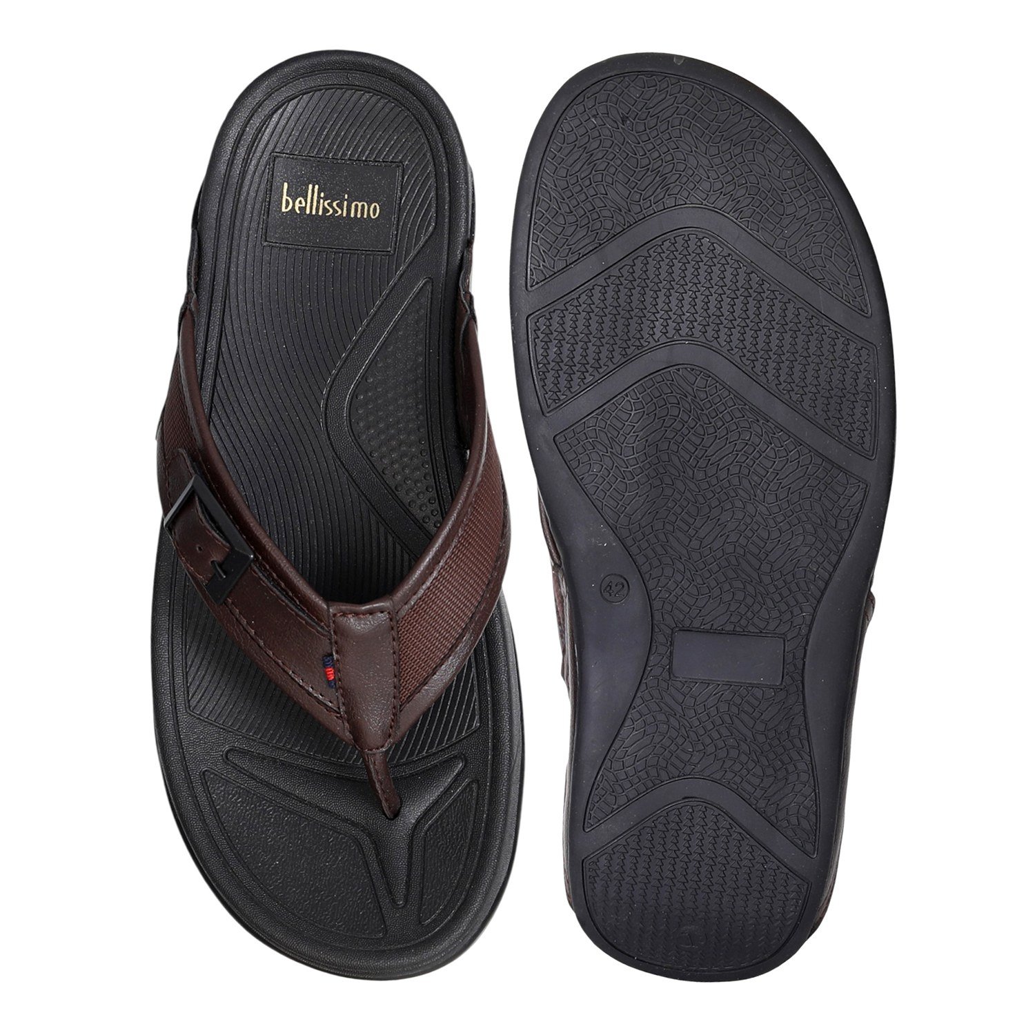Men’s Brown Buckle-Detail Ergonomic Sandals