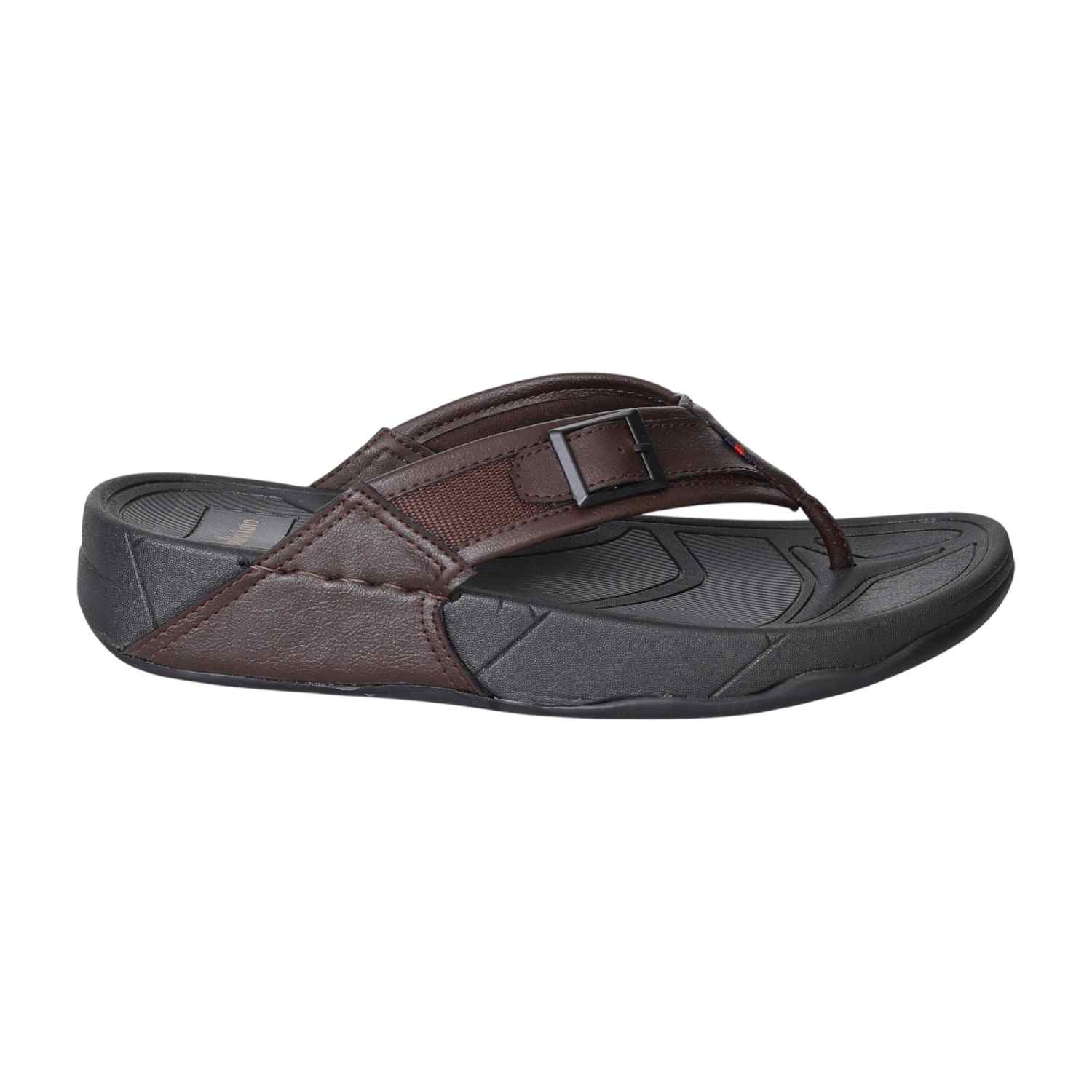 Men’s Brown Buckle-Detail Ergonomic Sandals