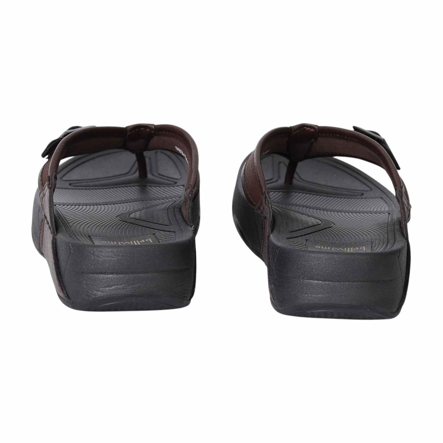 Men’s Brown Buckle-Detail Ergonomic Sandals