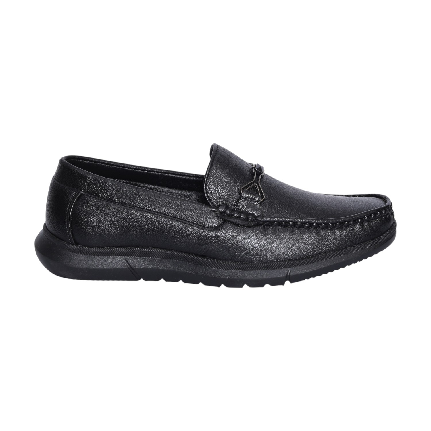 Men Black Casual Slip-On with Metal Bit Detail