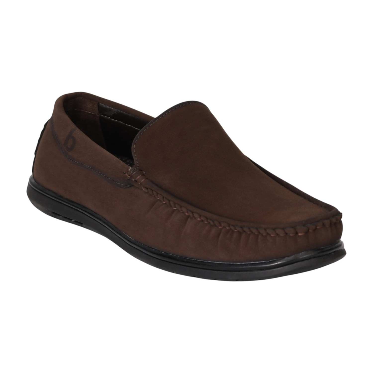 Men Brown Suede-Finish Loafers