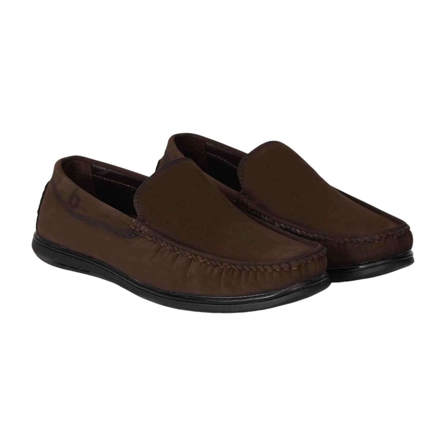 Men Brown Suede-Finish Loafers