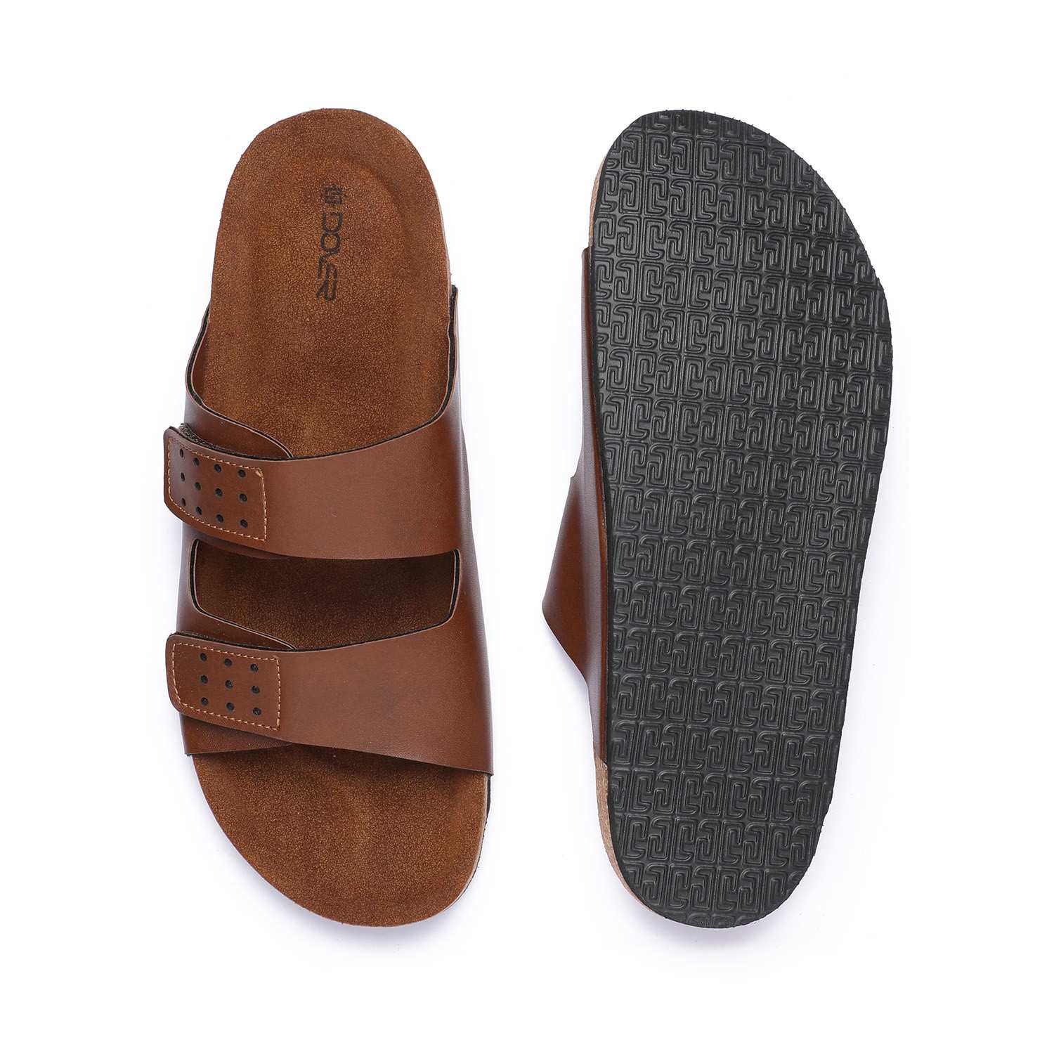 Tan Slip-On Chappal with Double Strap For Men