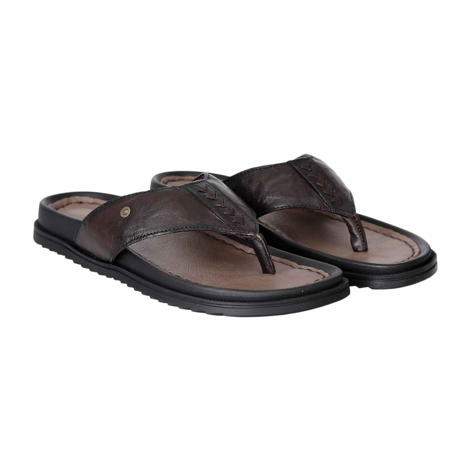 Men's Rustic Stitch Leather Flip-Flops