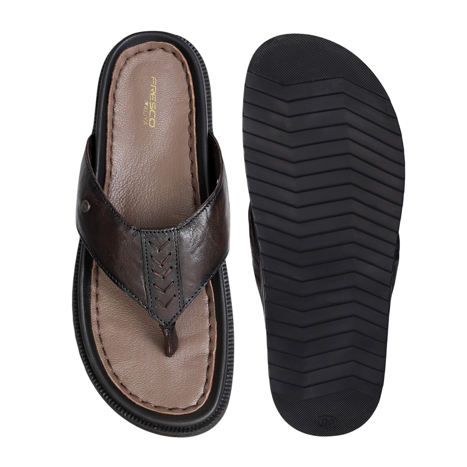 Men's Rustic Stitch Leather Flip-Flops