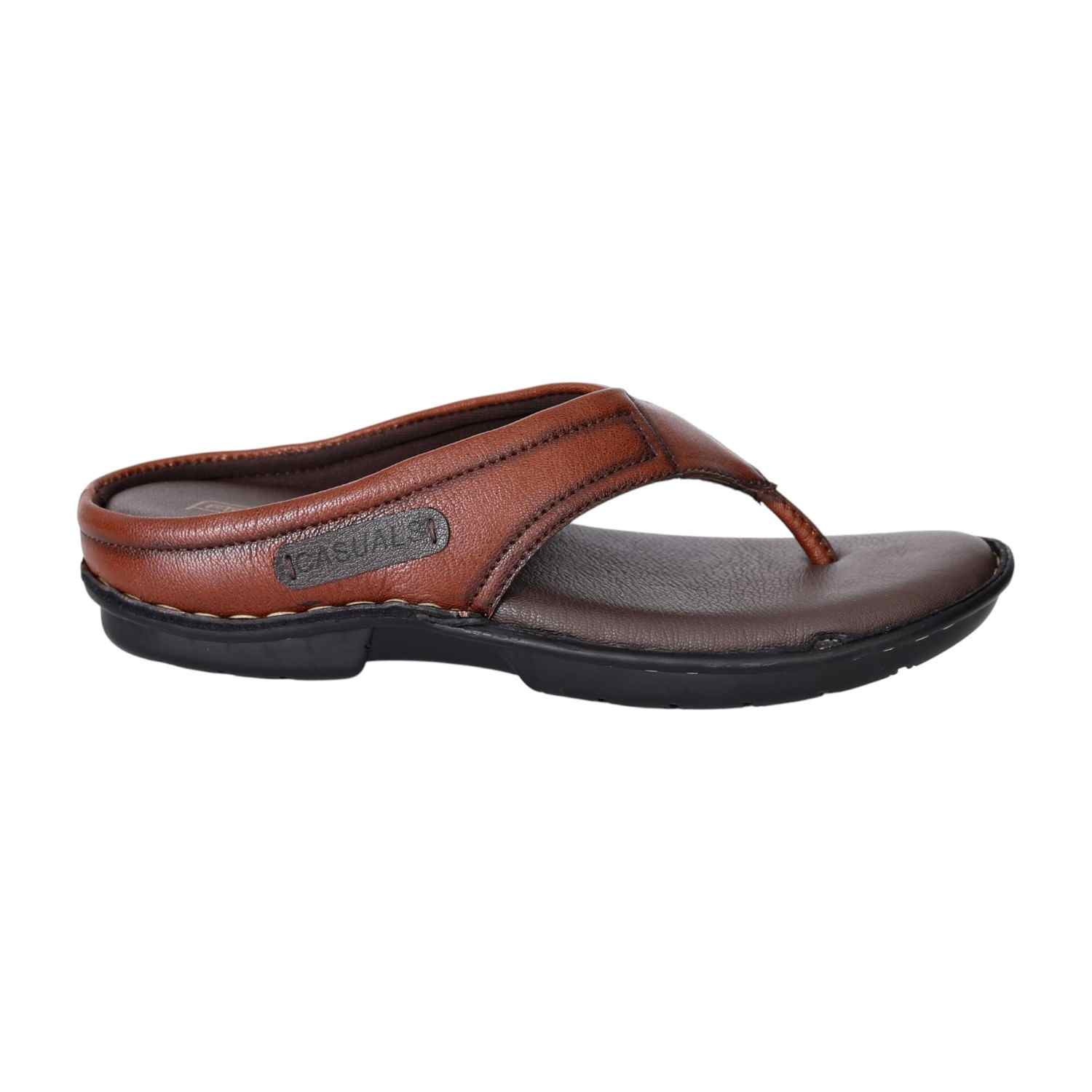 Men’s Brown Leather Comfort Flip-Flops