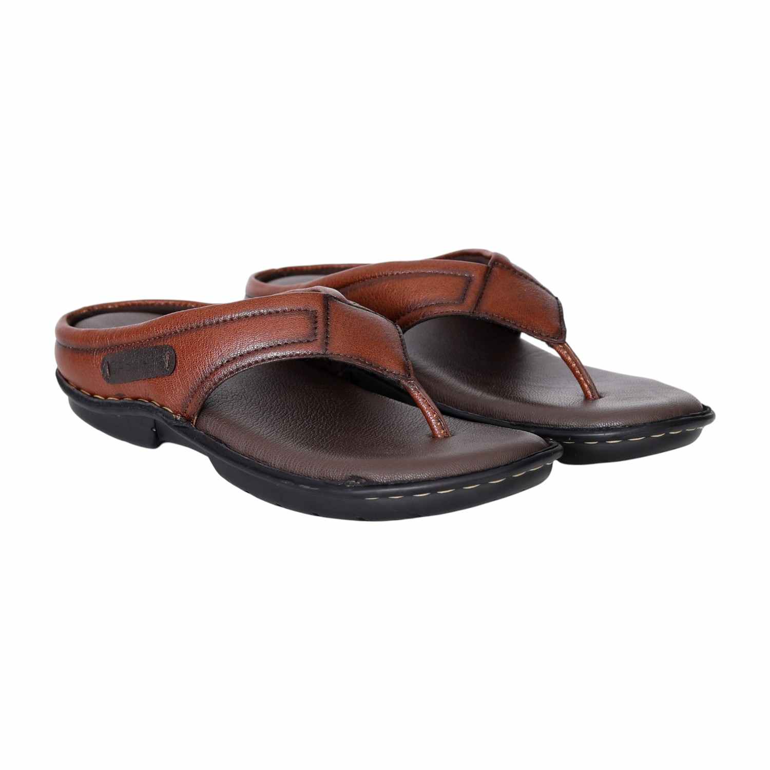 Men’s Brown Leather Comfort Flip-Flops