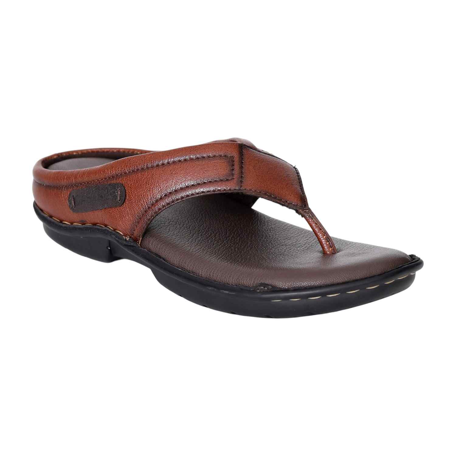 Men’s Brown Leather Comfort Flip-Flops