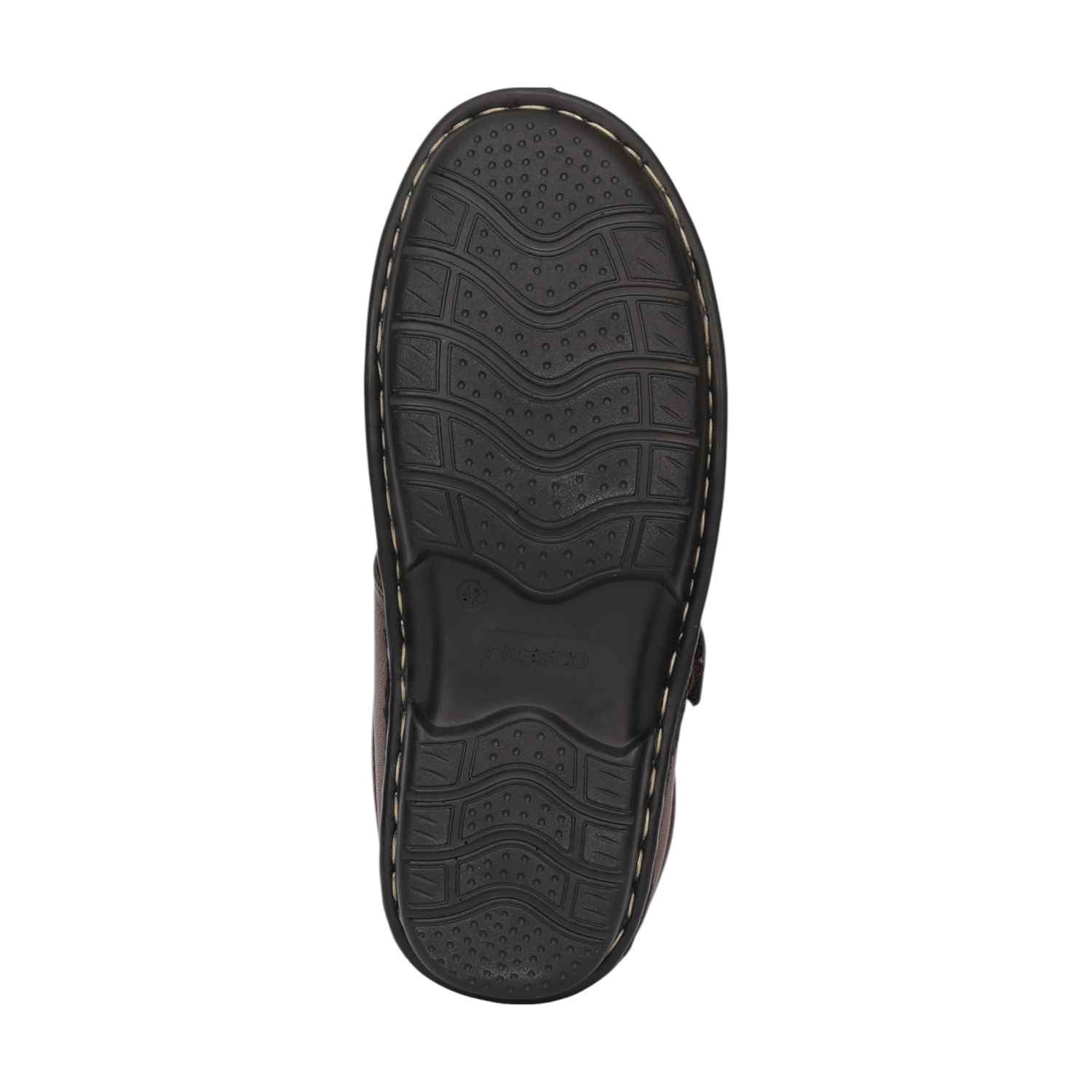 Men Brown Open-Toe Leather Sandals With Velcro Strap