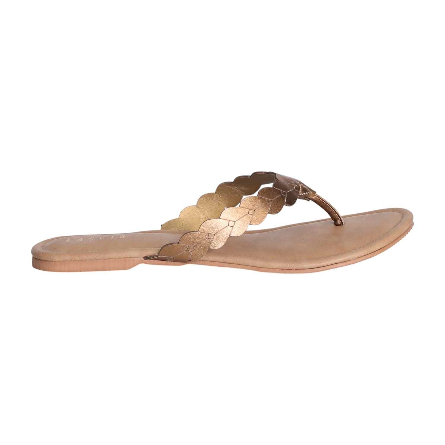 Women Bronze Weave Flat Thong Sandals