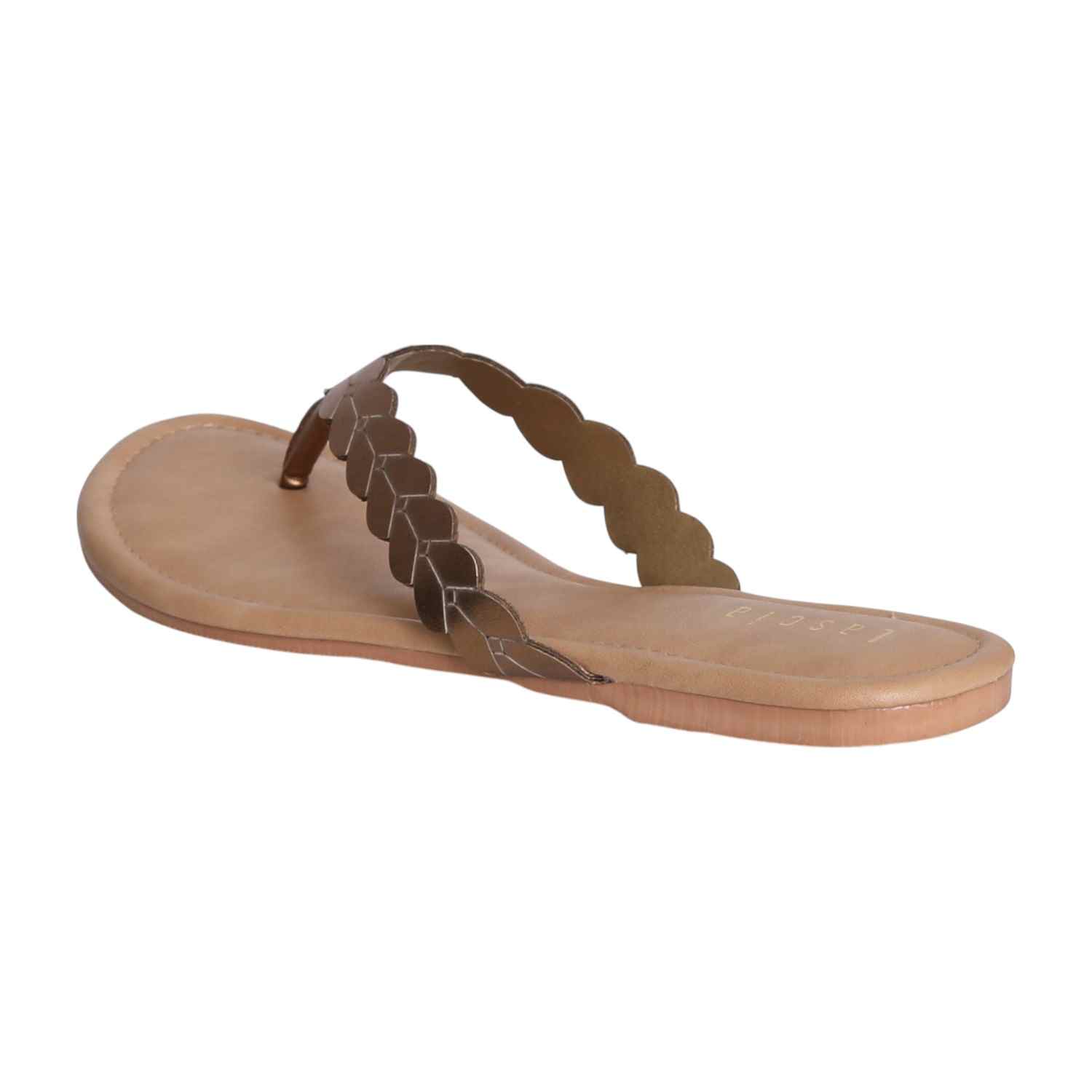 Women Bronze Weave Flat Thong Sandals
