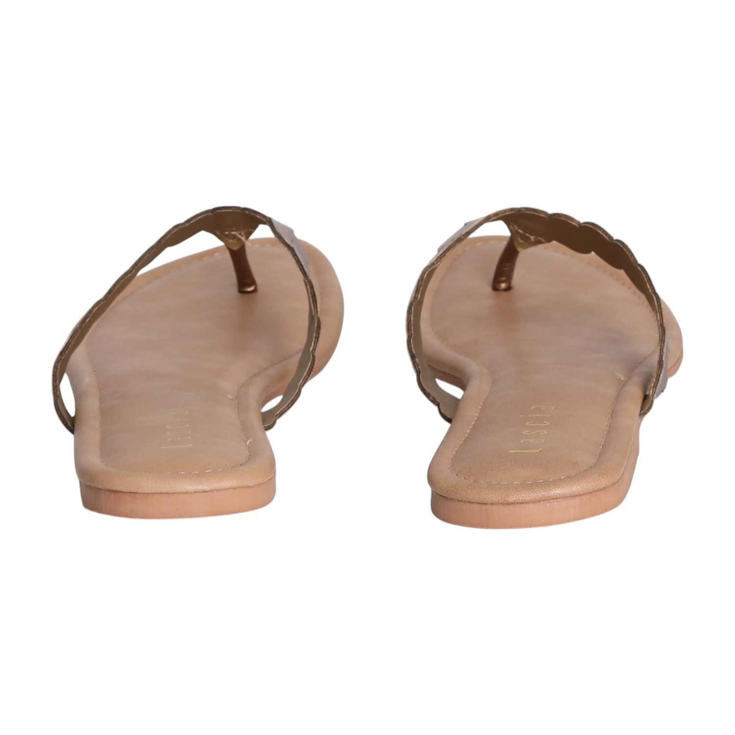 Women Bronze Weave Flat Thong Sandals