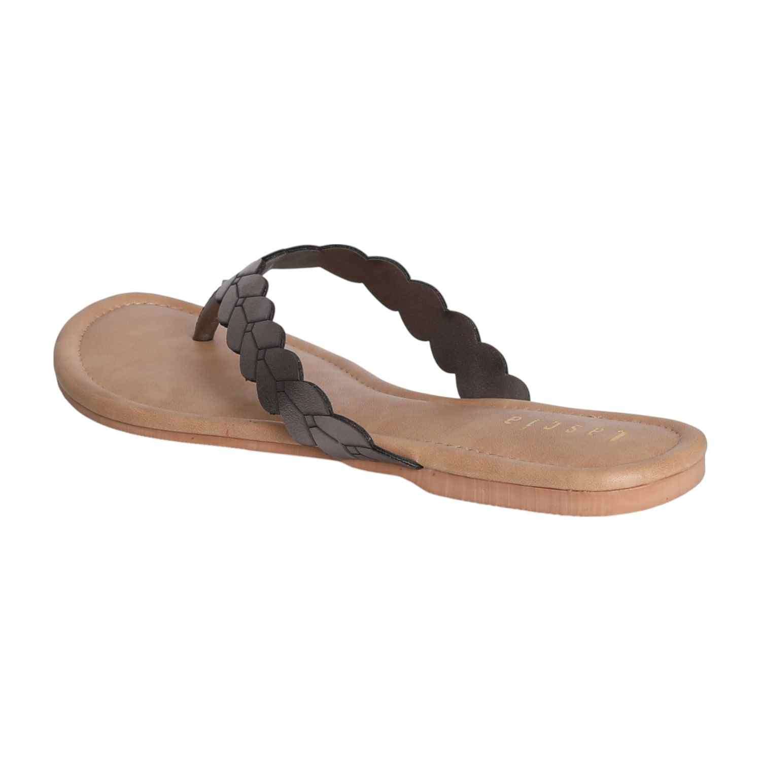 Women Silver Weave Flat Thong Sandals