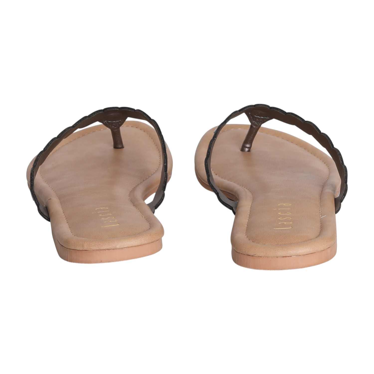Women Silver Weave Flat Thong Sandals