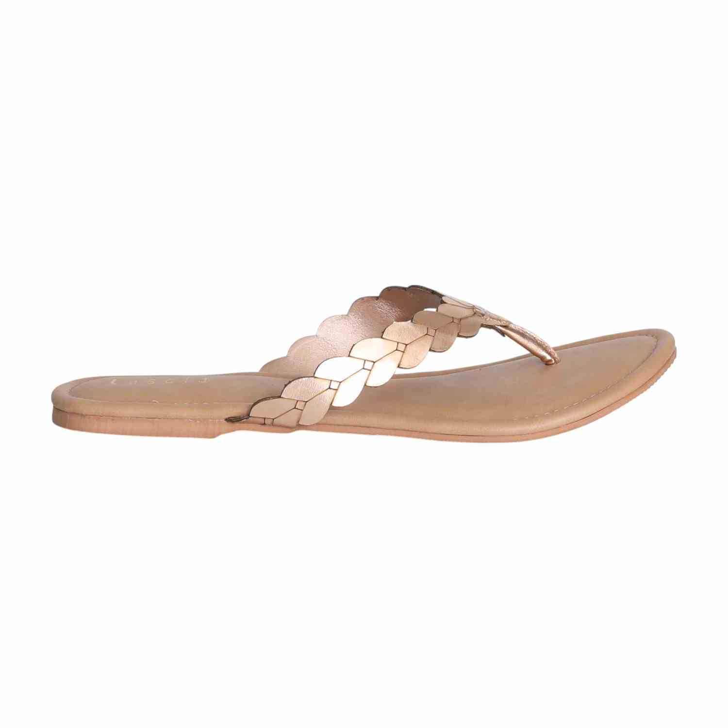 Women Golden Weave Flat Thong Sandals