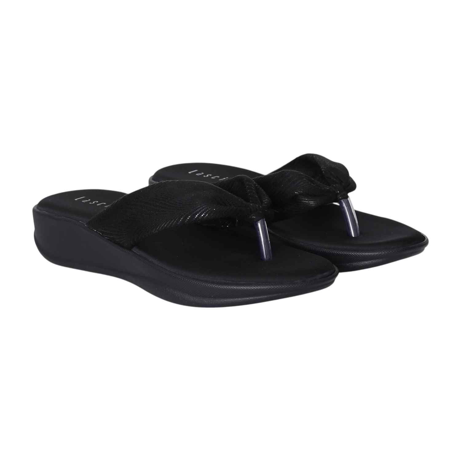 Women Black Glow Wedges