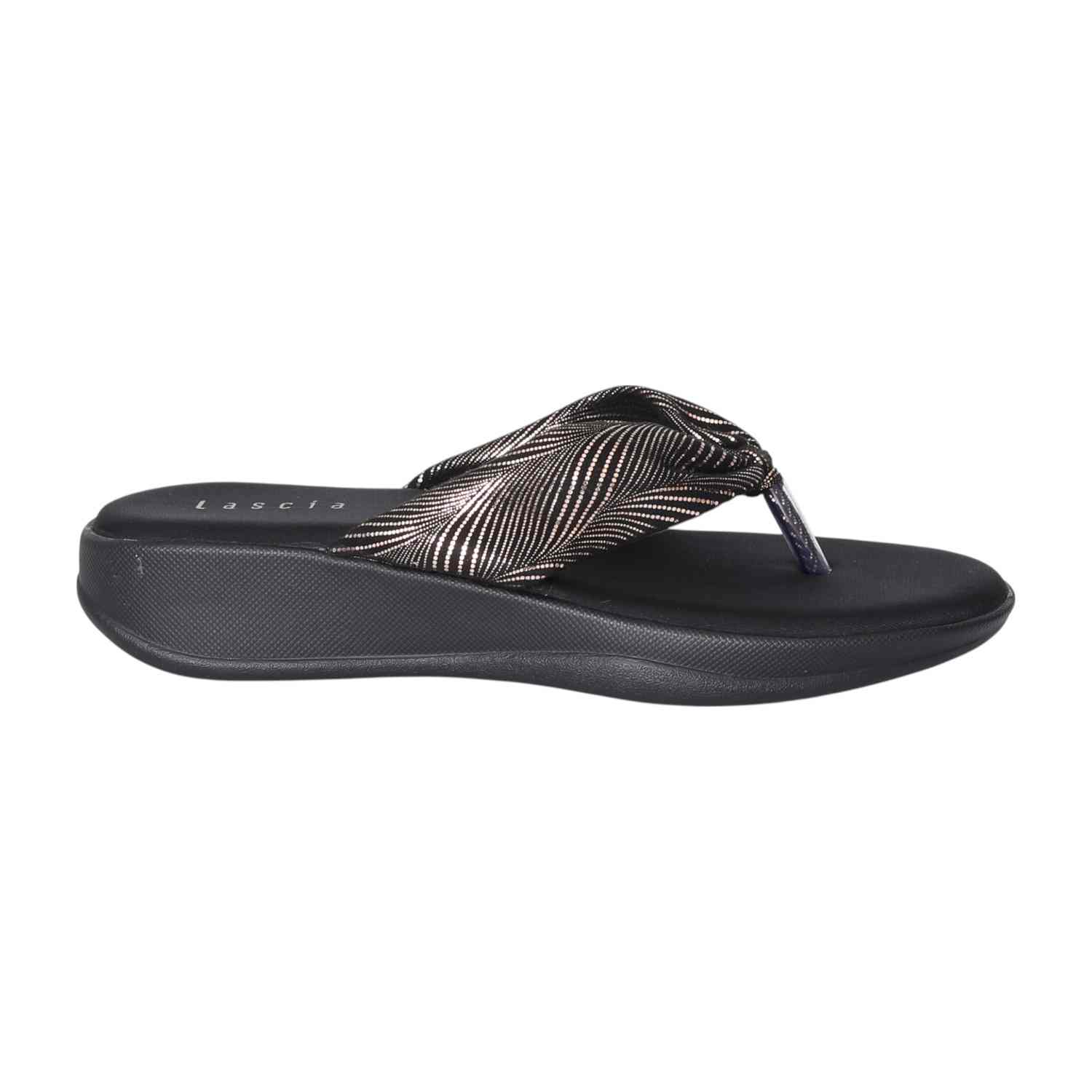 Women Black and Peach Glow Wedges