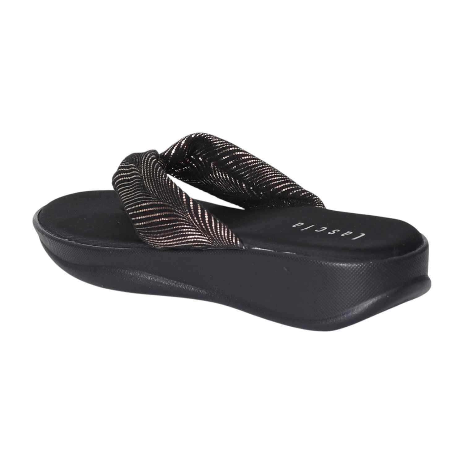 Women Black and Peach Glow Wedges