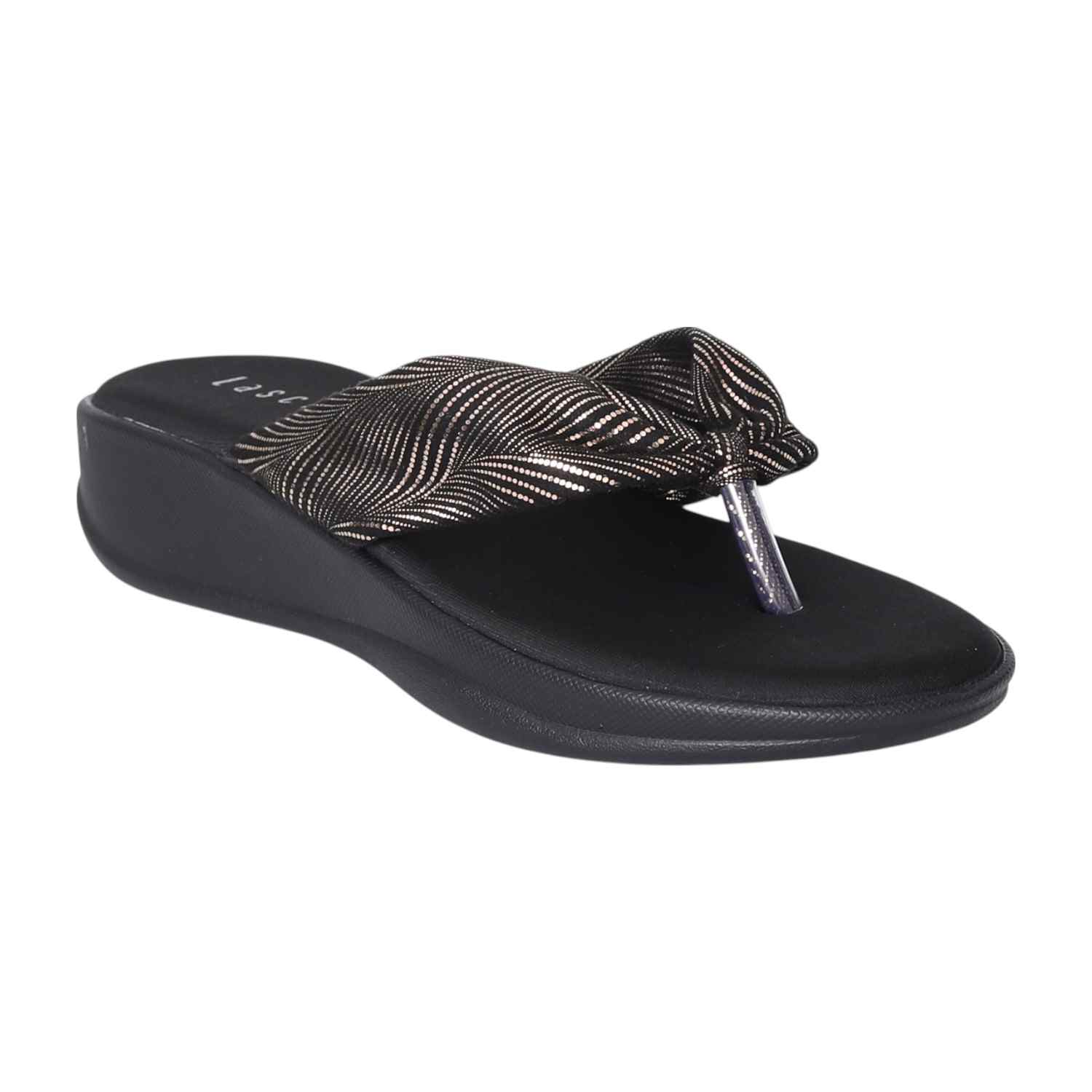 Women Black and Peach Glow Wedges