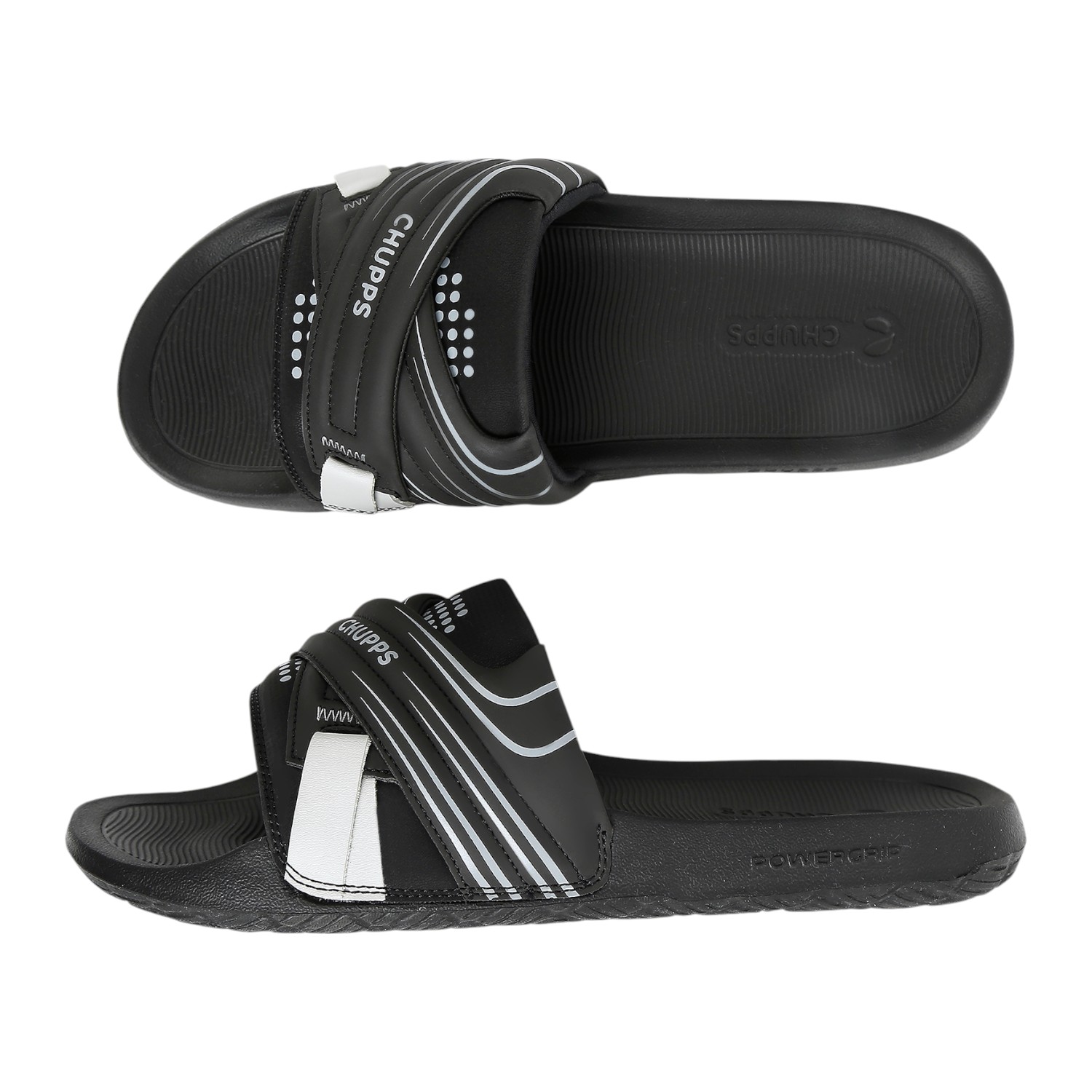 Vertex Black Men's Casual Slider & Flipflop