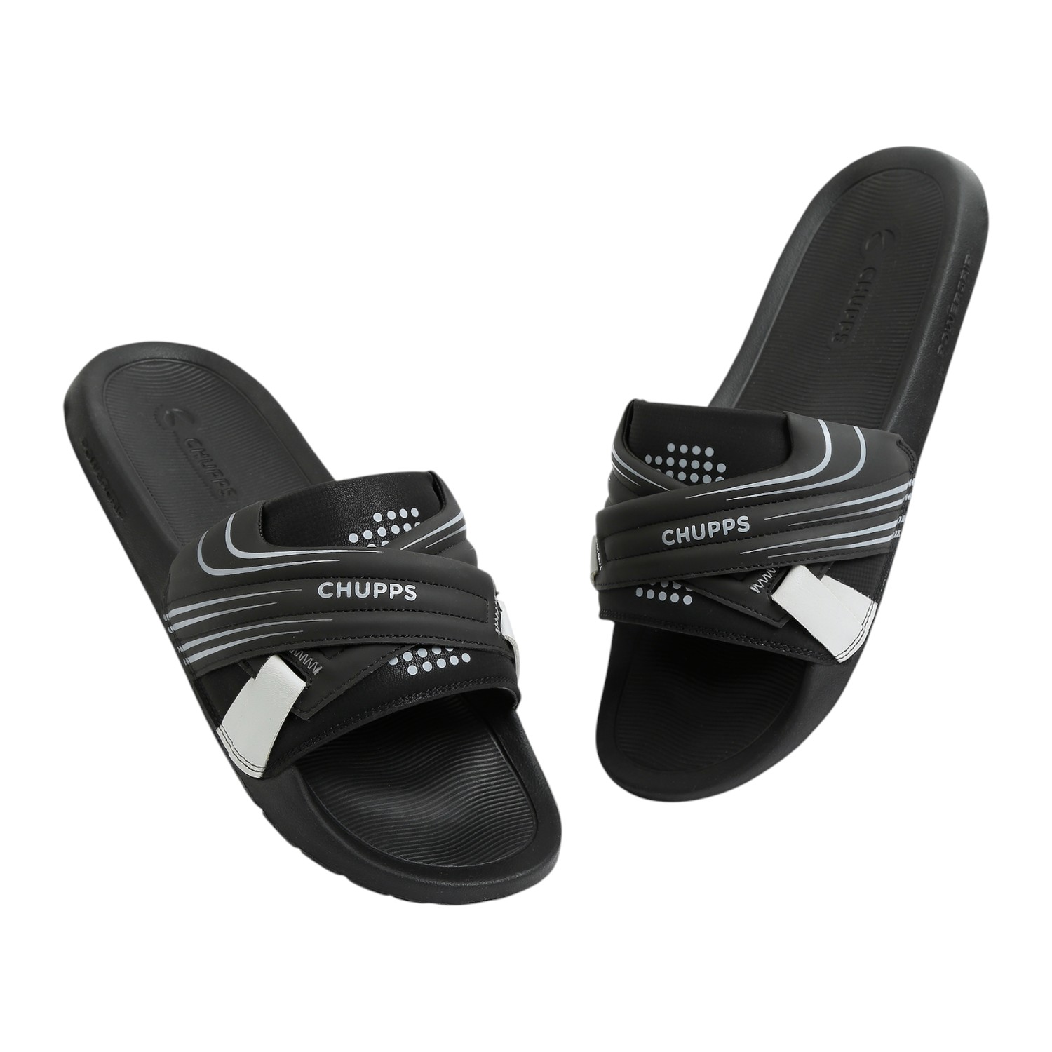 Vertex Black Men's Casual Slider & Flipflop