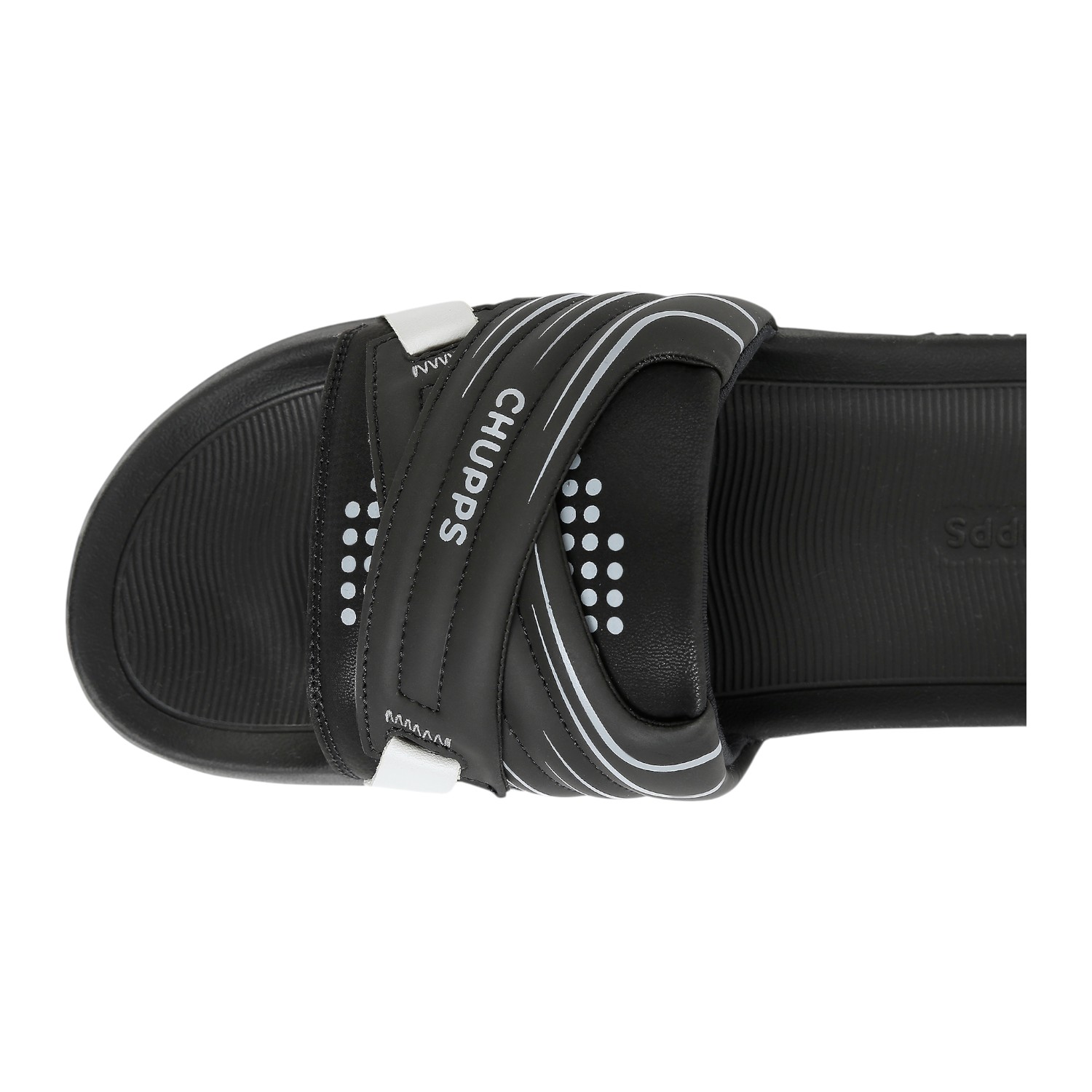 Vertex Black Men's Casual Slider & Flipflop