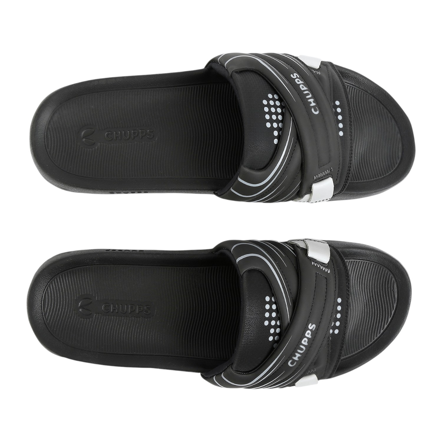 Vertex Black Men's Casual Slider & Flipflop