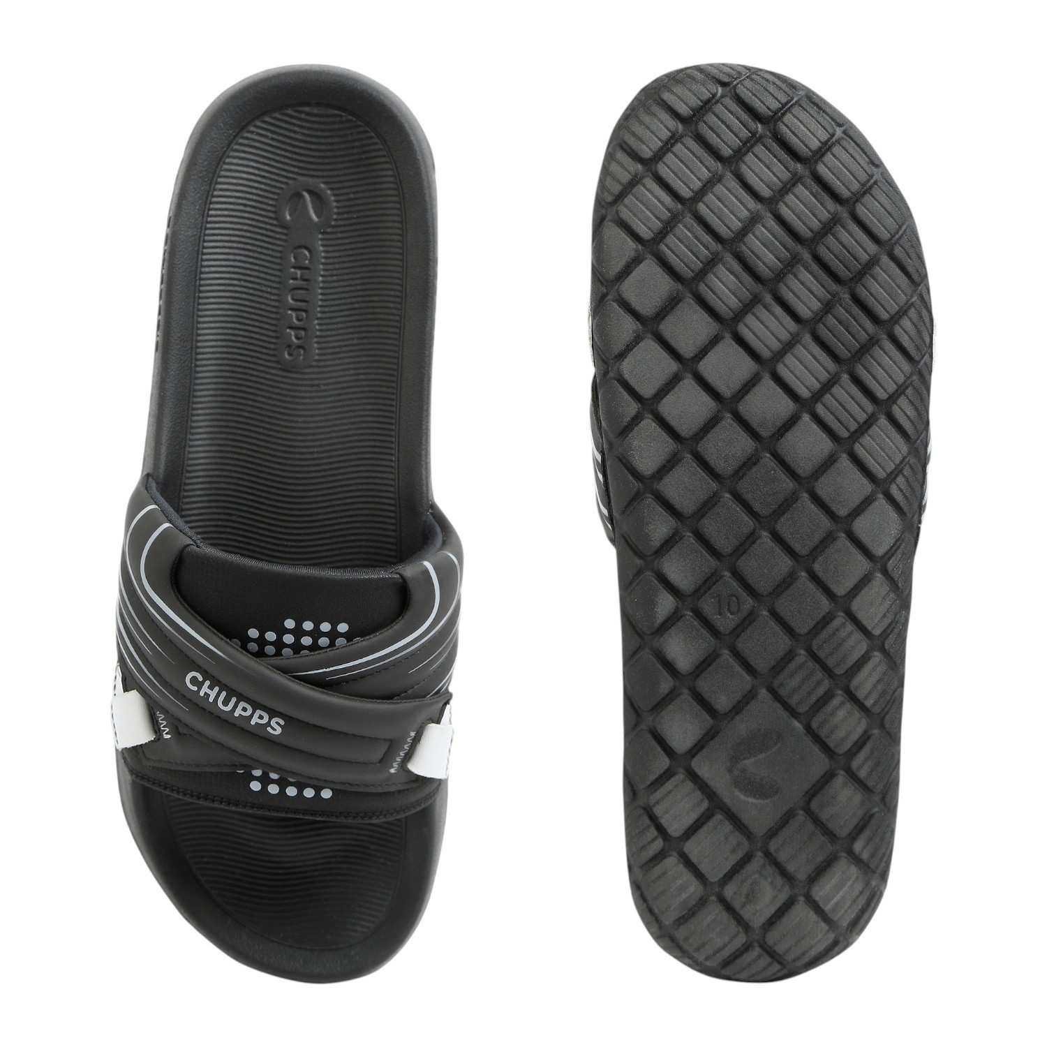 Vertex Black Men's Casual Slider & Flipflop