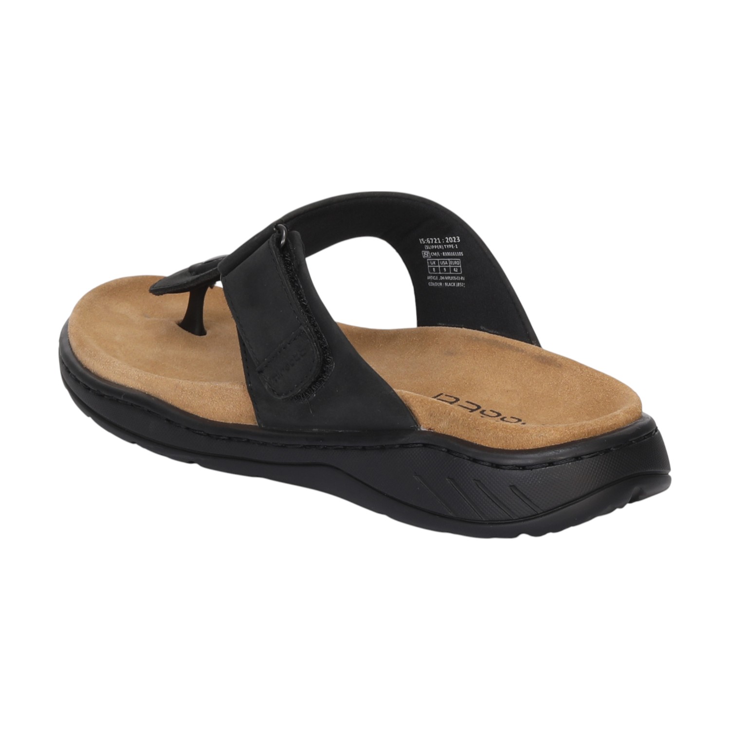 Men Black Leather Comfort Chappal