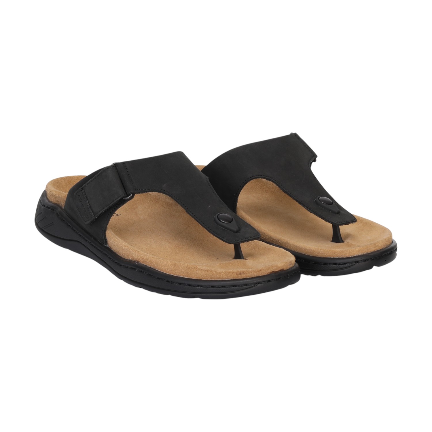 Men Black Leather Comfort Chappal
