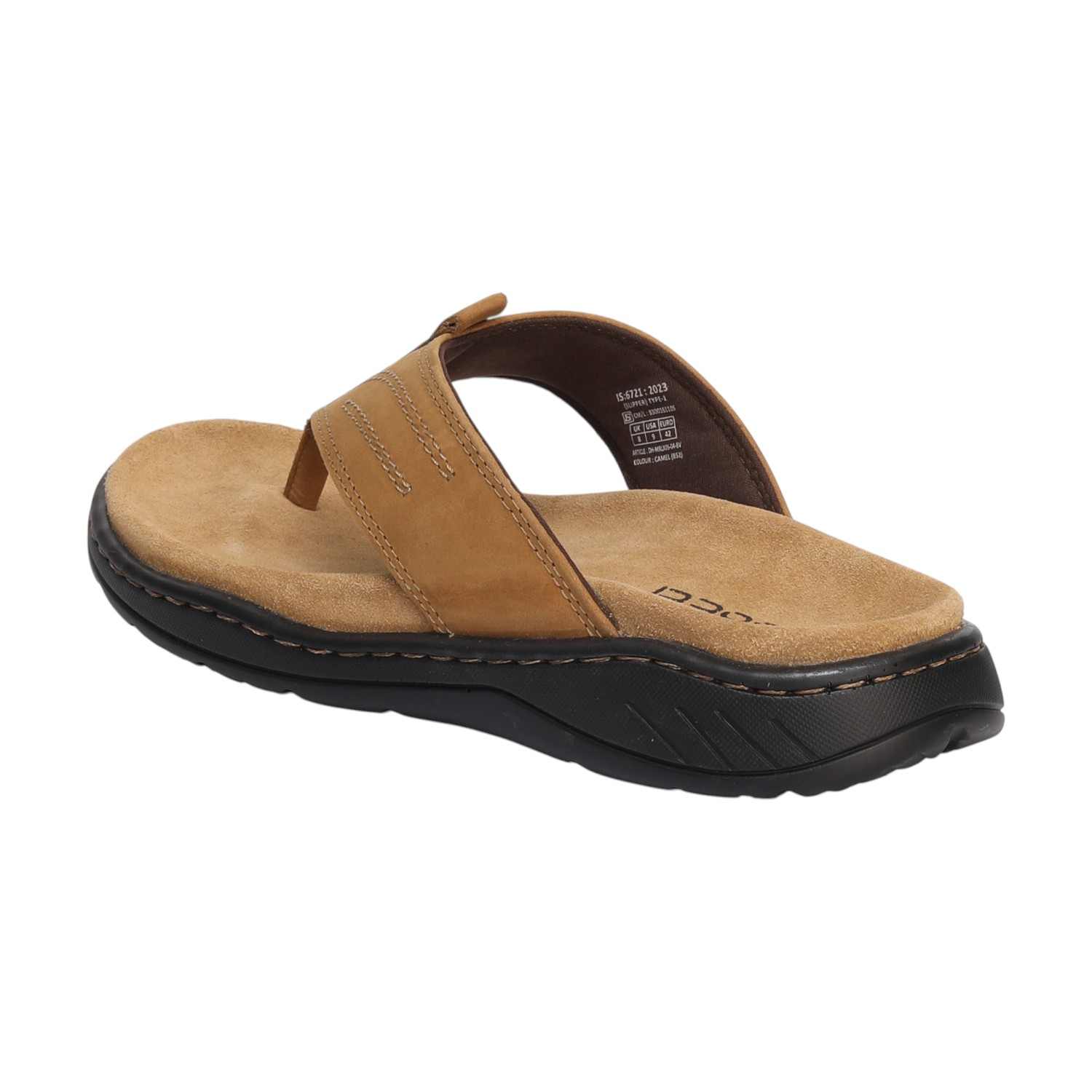 Men Camel Leather Comfort Chappal