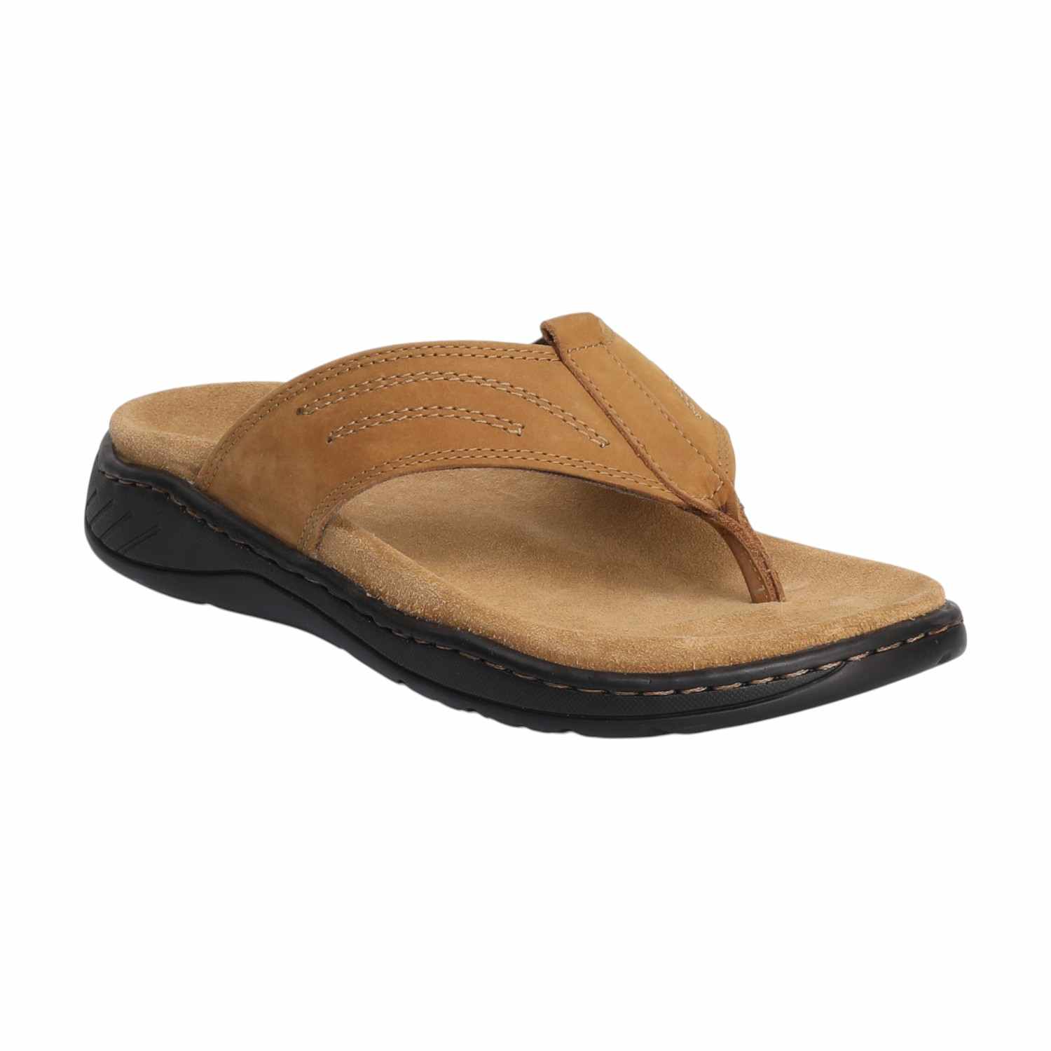 Men Camel Leather Comfort Chappal