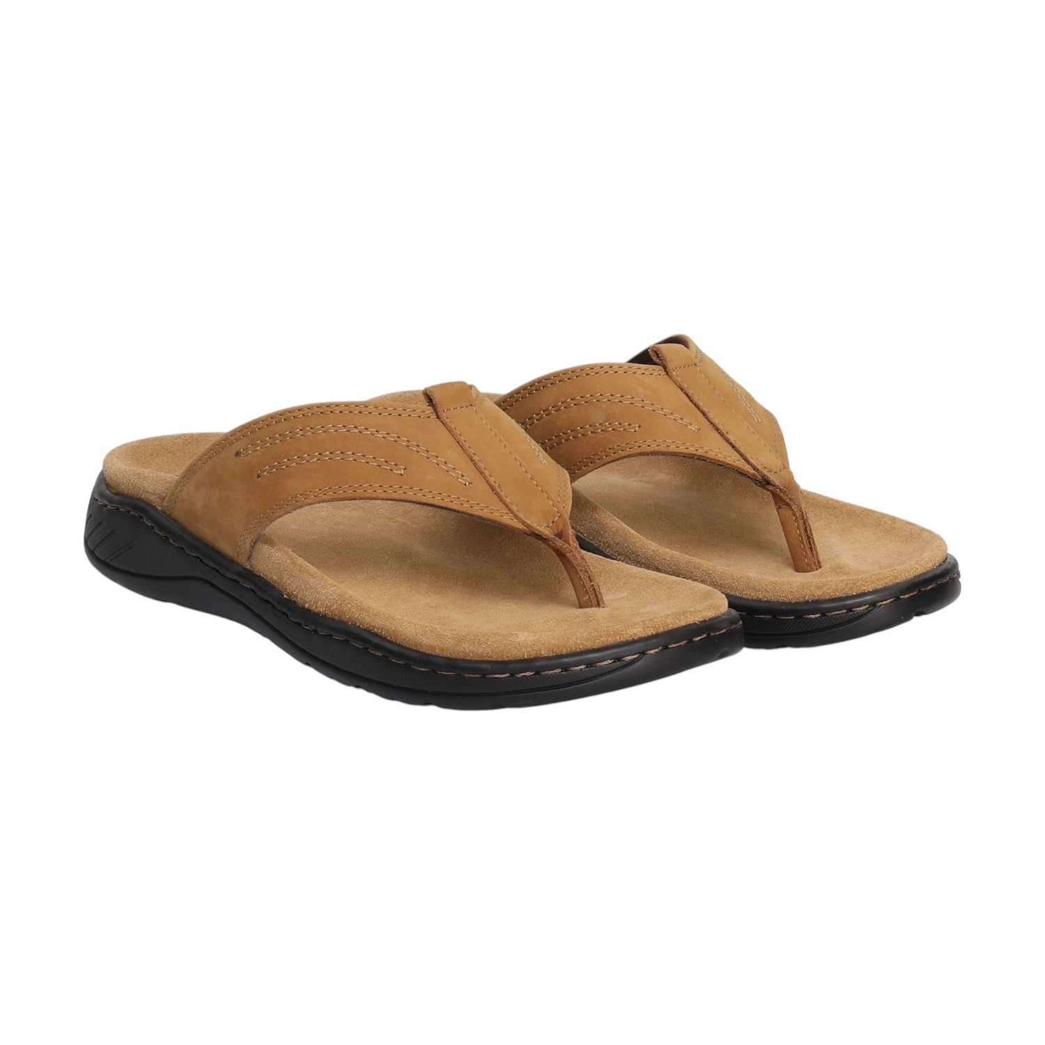 Men Camel Leather Comfort Chappal