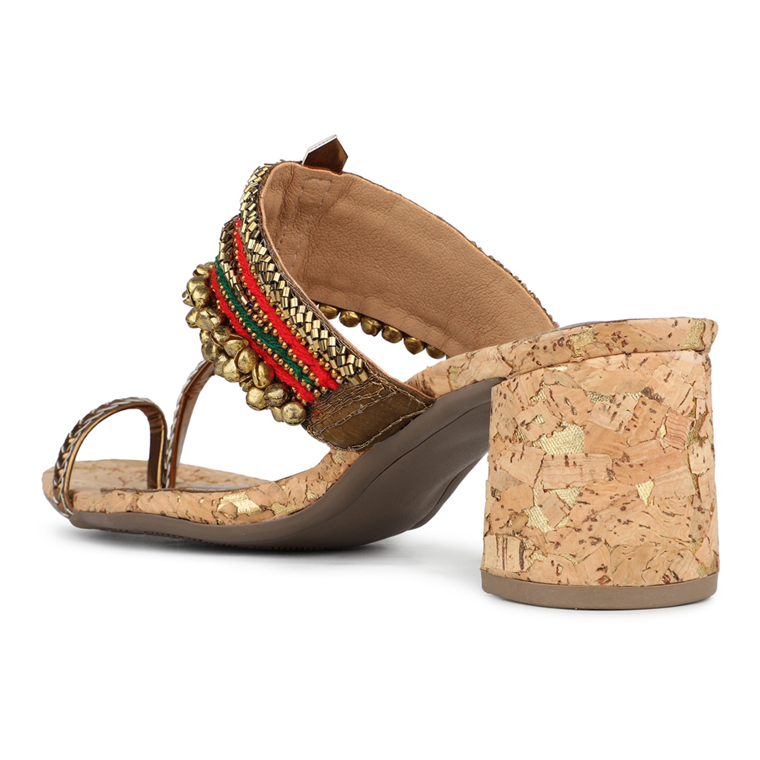 Inc.5 Womens Maroon Embellished Open Toe Ethnic Block Heels