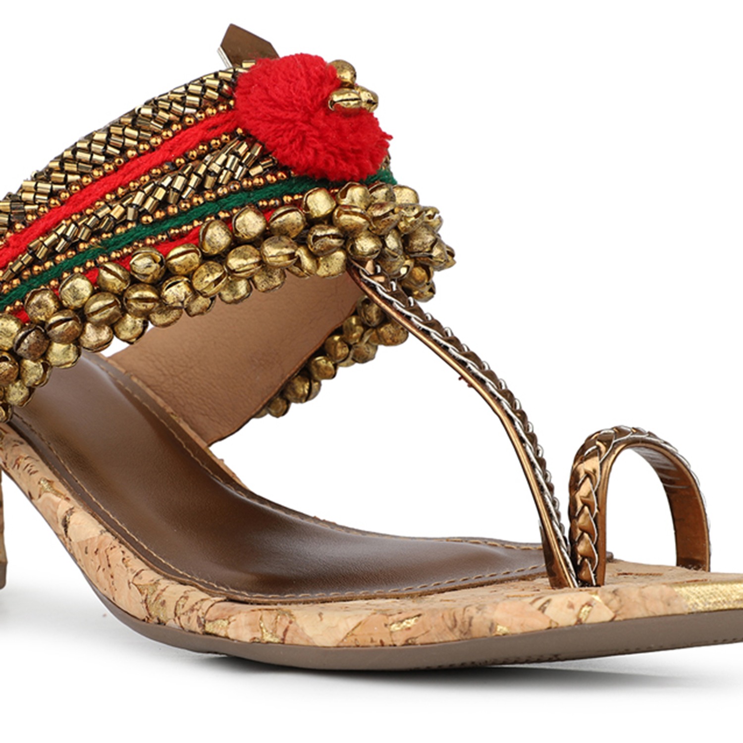 Inc.5 Womens Maroon Embellished Open Toe Ethnic Block Heels