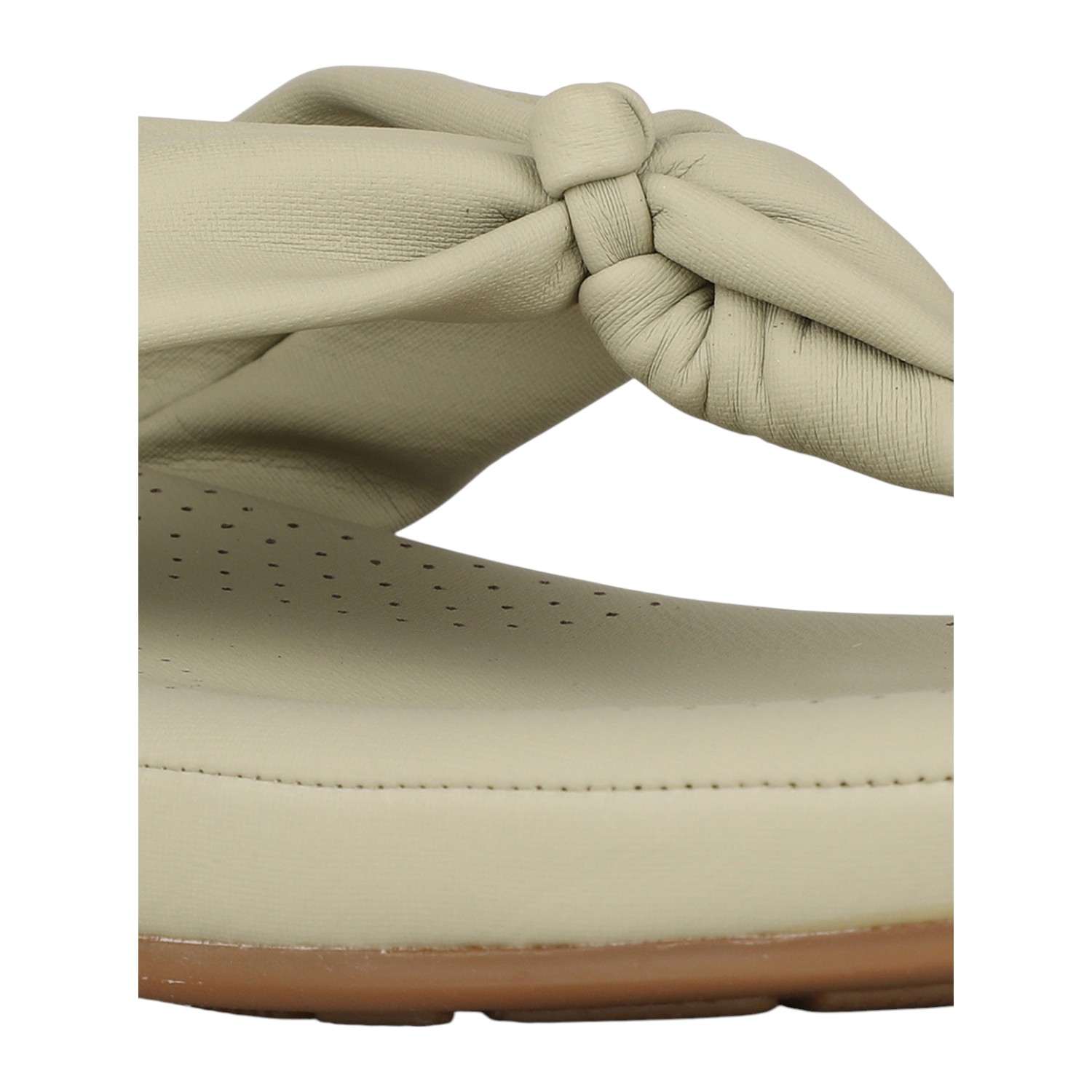 Women Pista Green Knotted Strap Wedge Thong Sandals